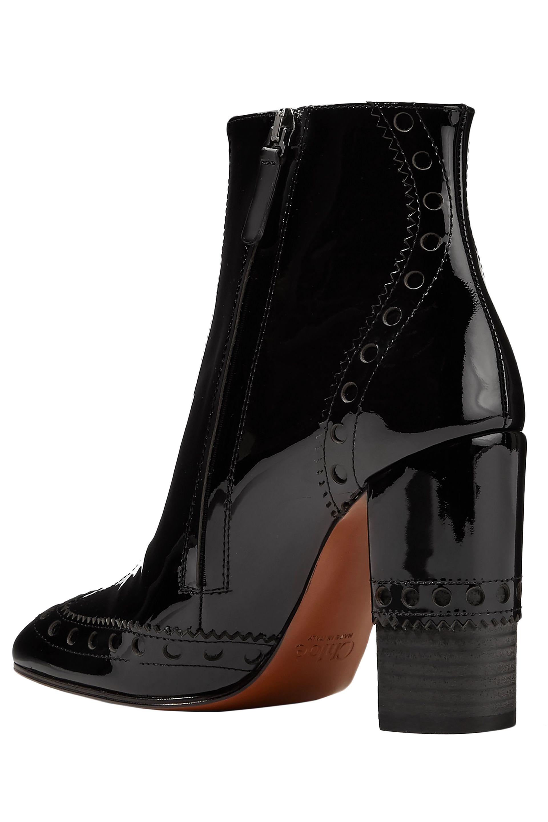 Chloé Chloé Perry Patentleather Ankle Boots Black Lyst