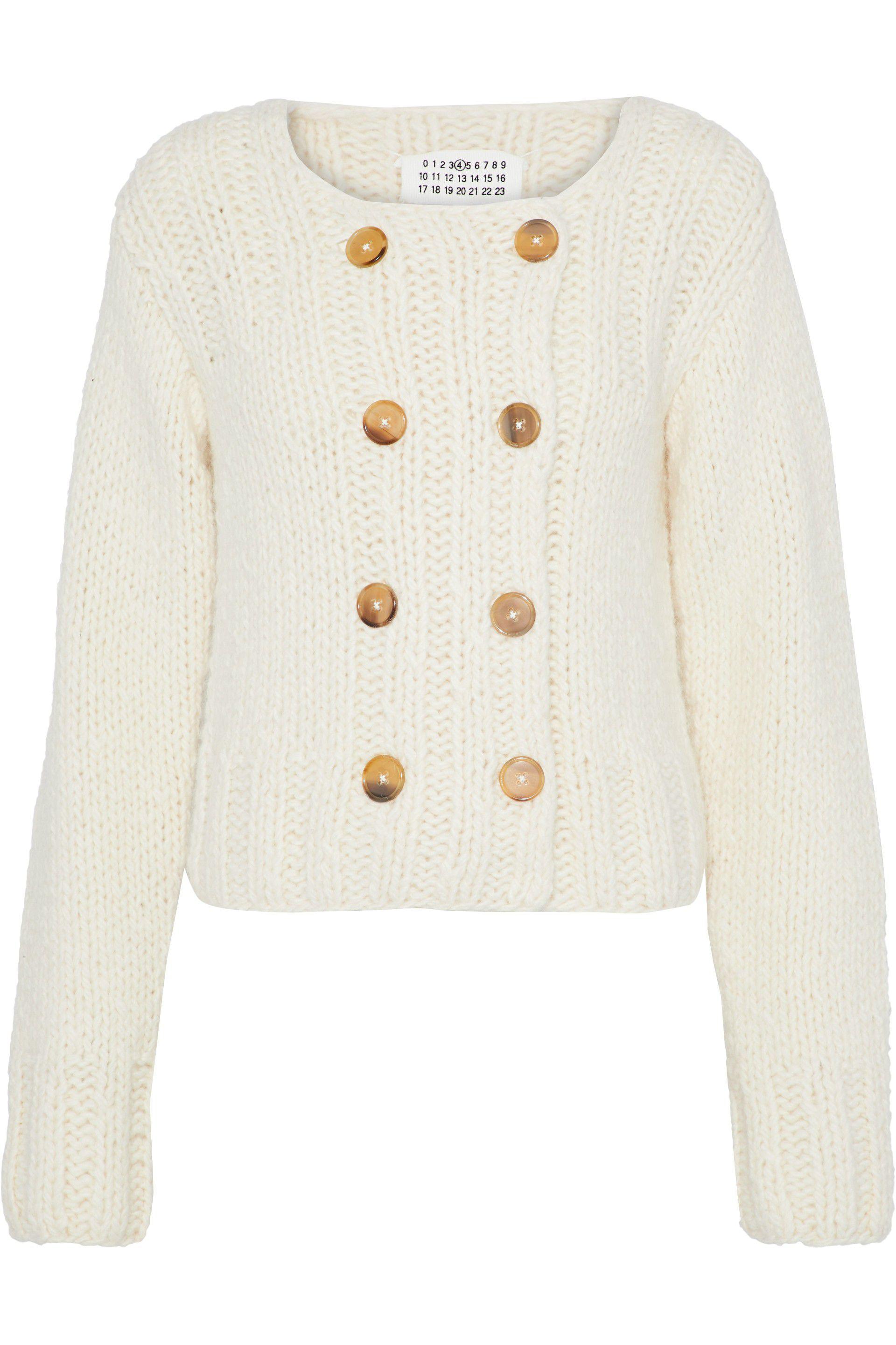 Maison Margiela Double-breasted Cable-knit Wool-blend Cardigan | Lyst