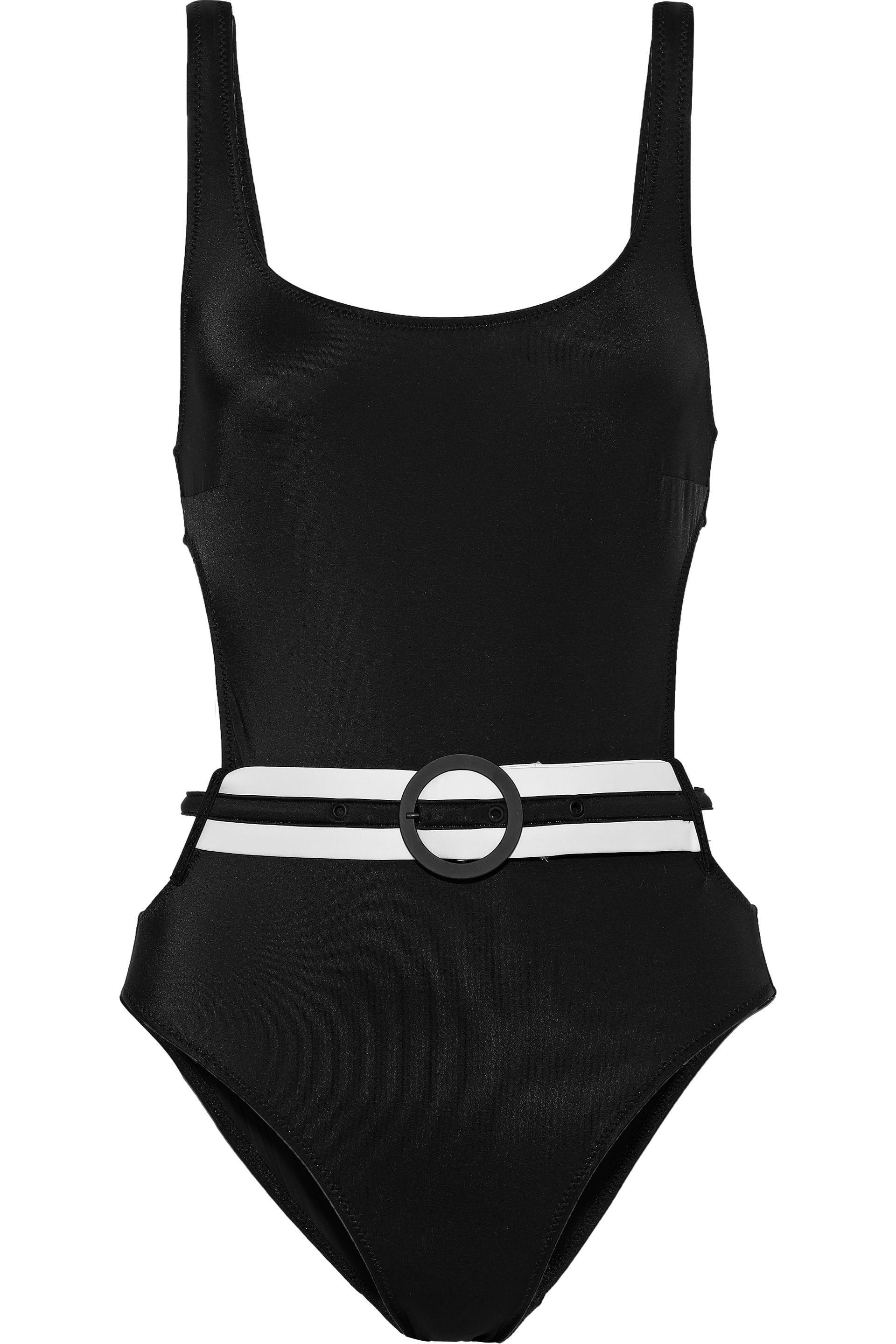 Solid & Striped Synthetic Cutout Belted Swimsuit Black - Lyst