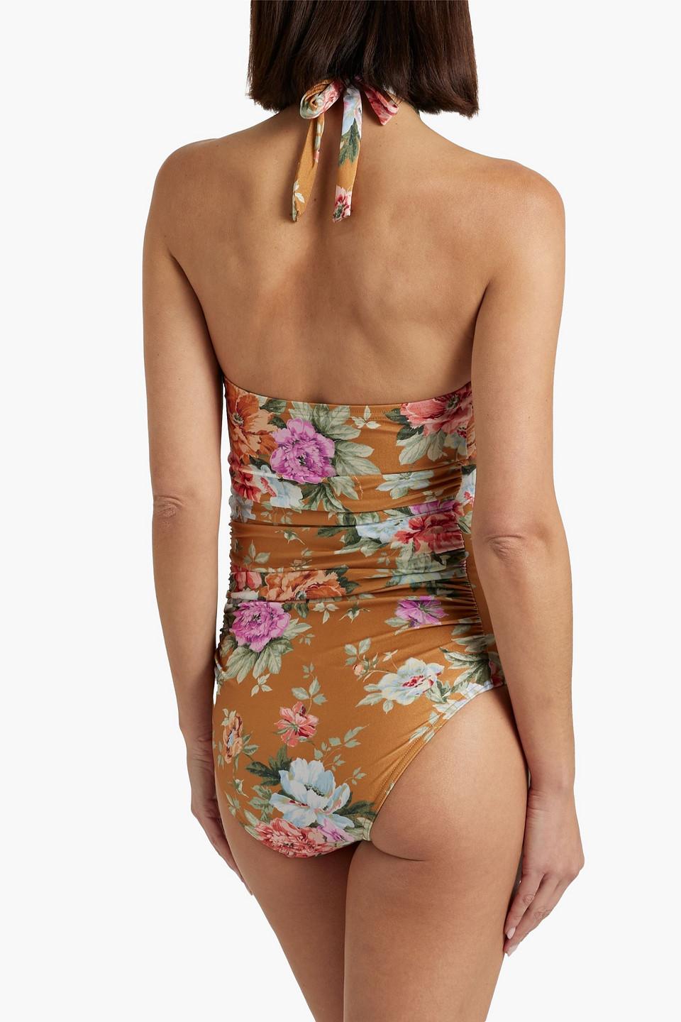 ワンピース水着 ZIMMERMANN Woman Swimsuit Multicolor 9183WSS254 TANMULFLO Zimmermann Coco Scarf Tie One Piece Swimsuit in Tan Multi