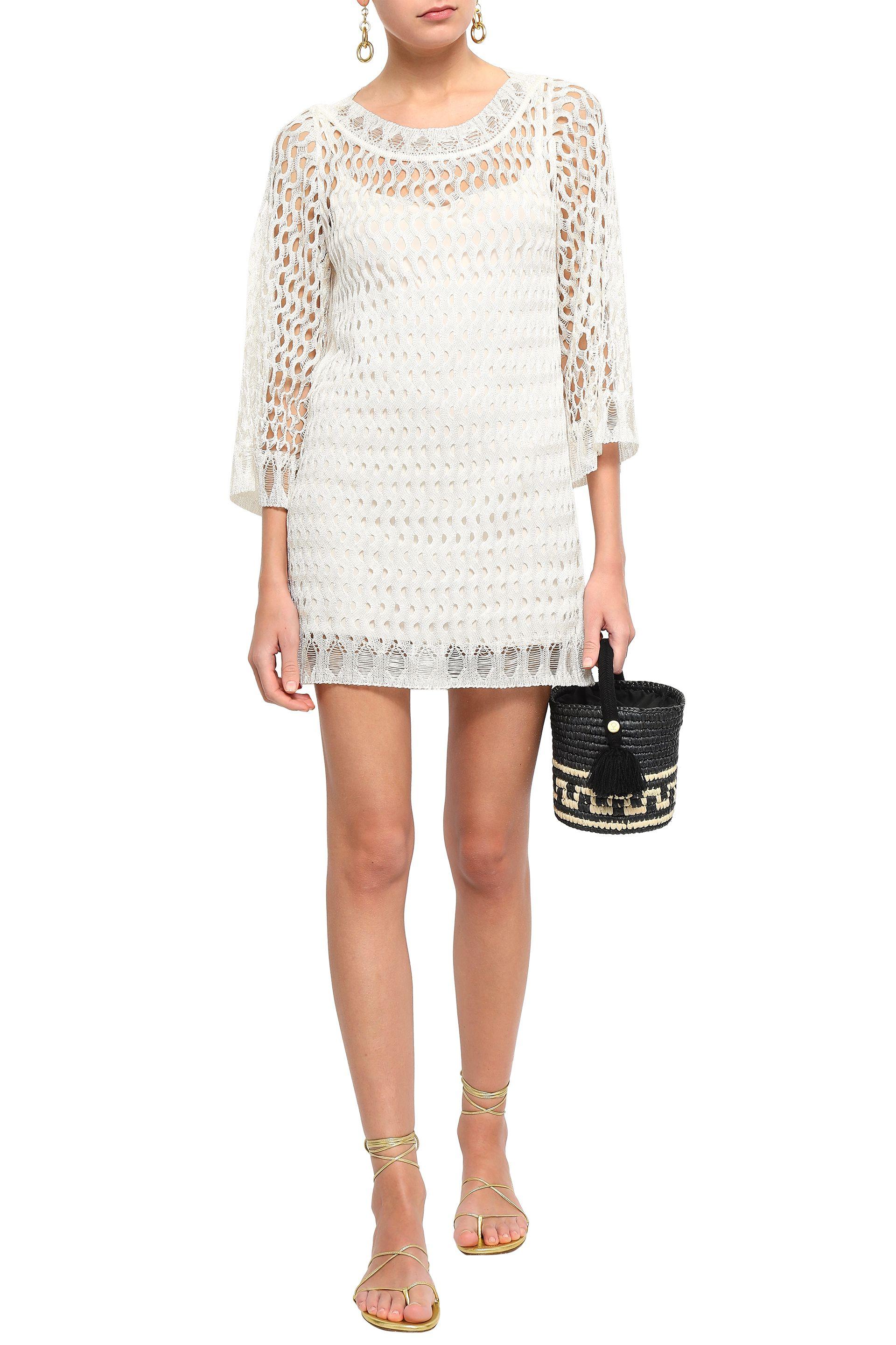 Missoni Synthetic Colorblock Openknit Mini Dress Ivory in White Lyst