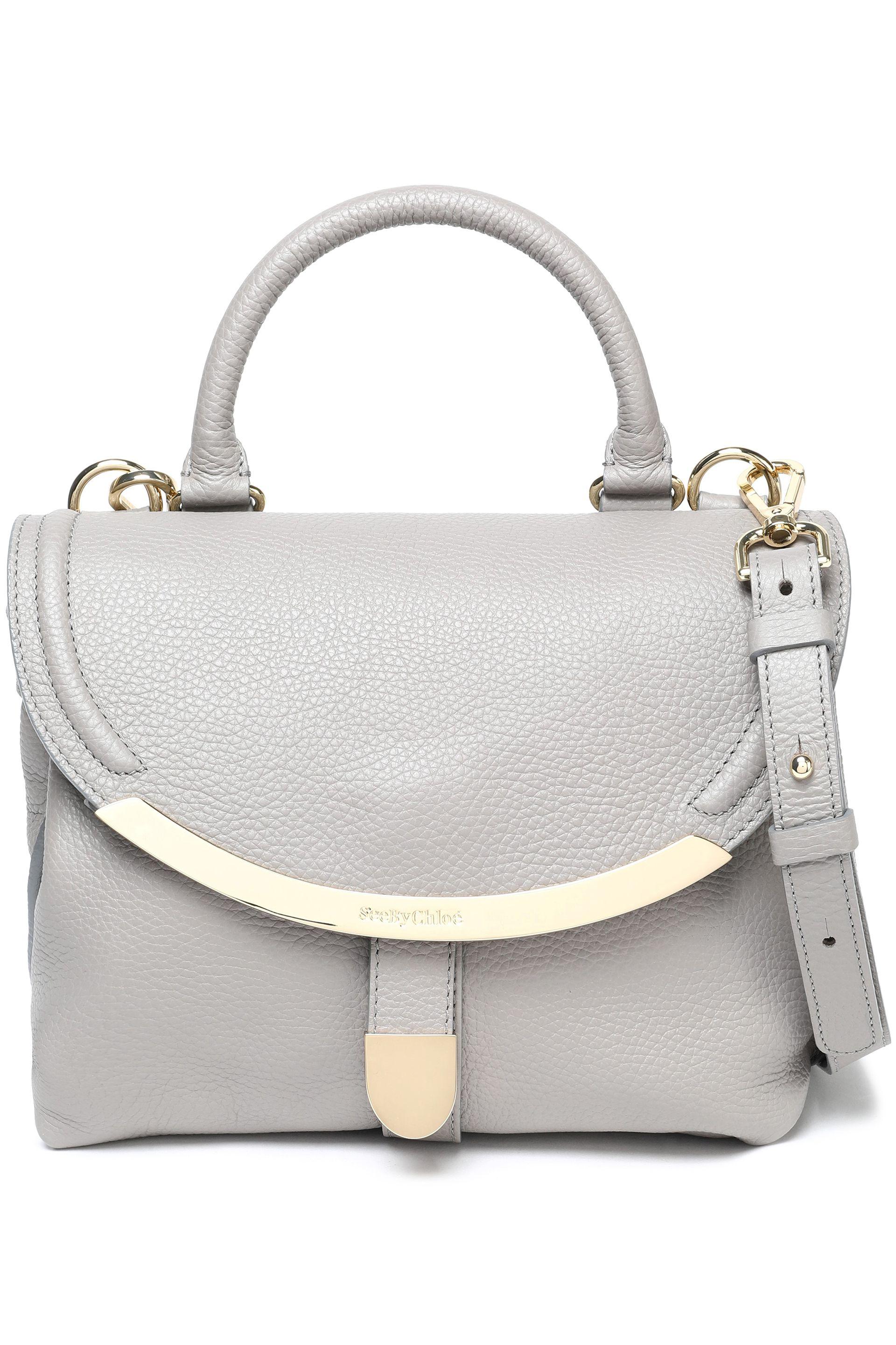 Lyst See By Chloé Lizzie Pebbled Leather Shoulder Bag In Gray Gallery