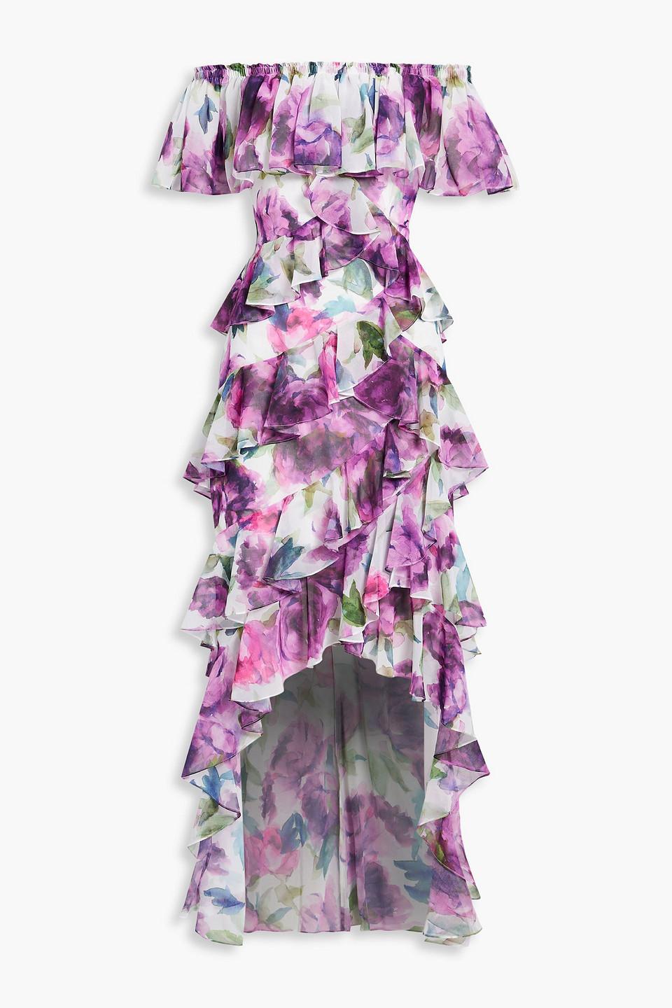Badgley mischka clearance purple floral dress