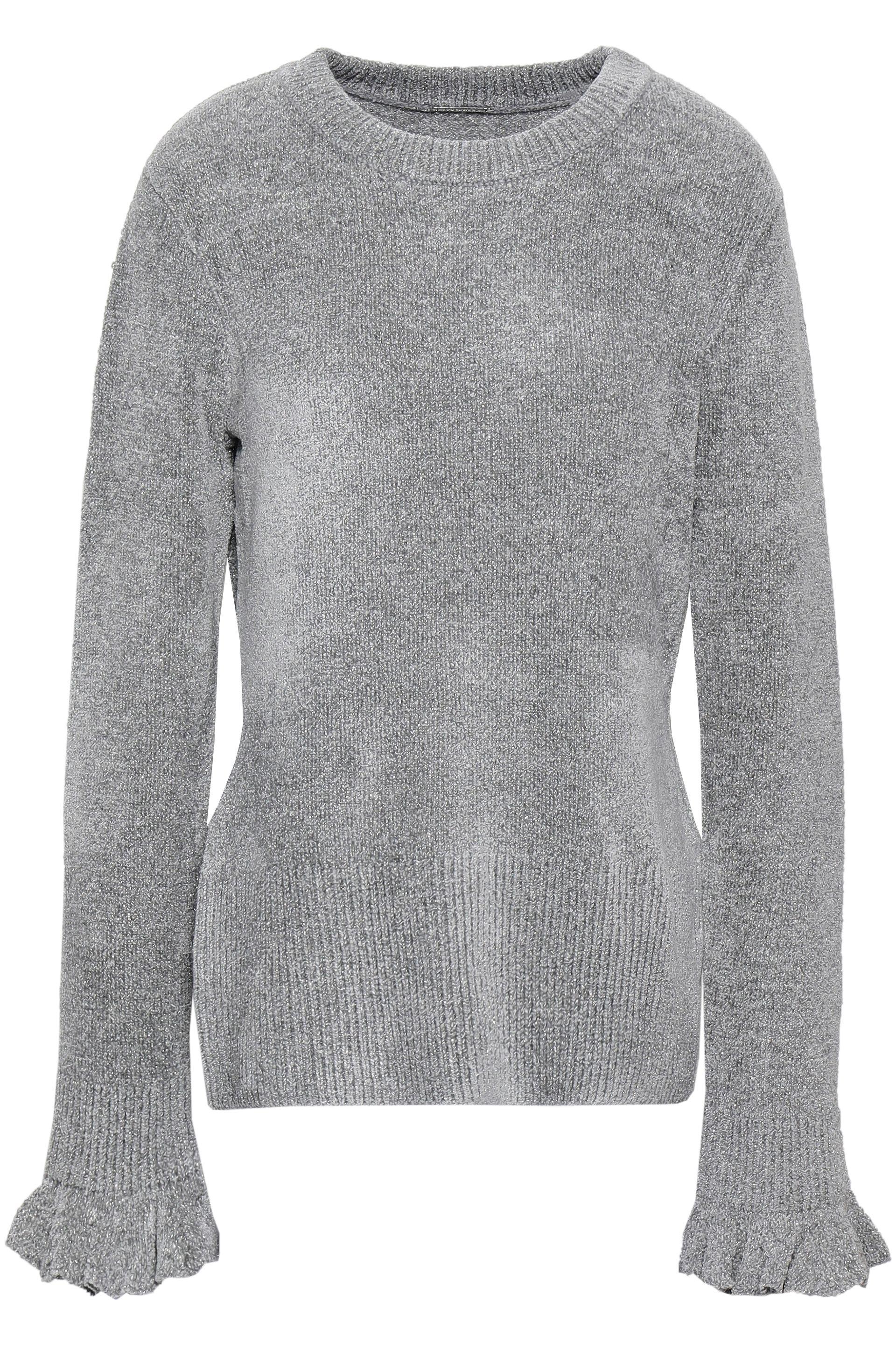 Elie Tahari Synthetic Embla Metallic Knitted Sweater Gray - Lyst