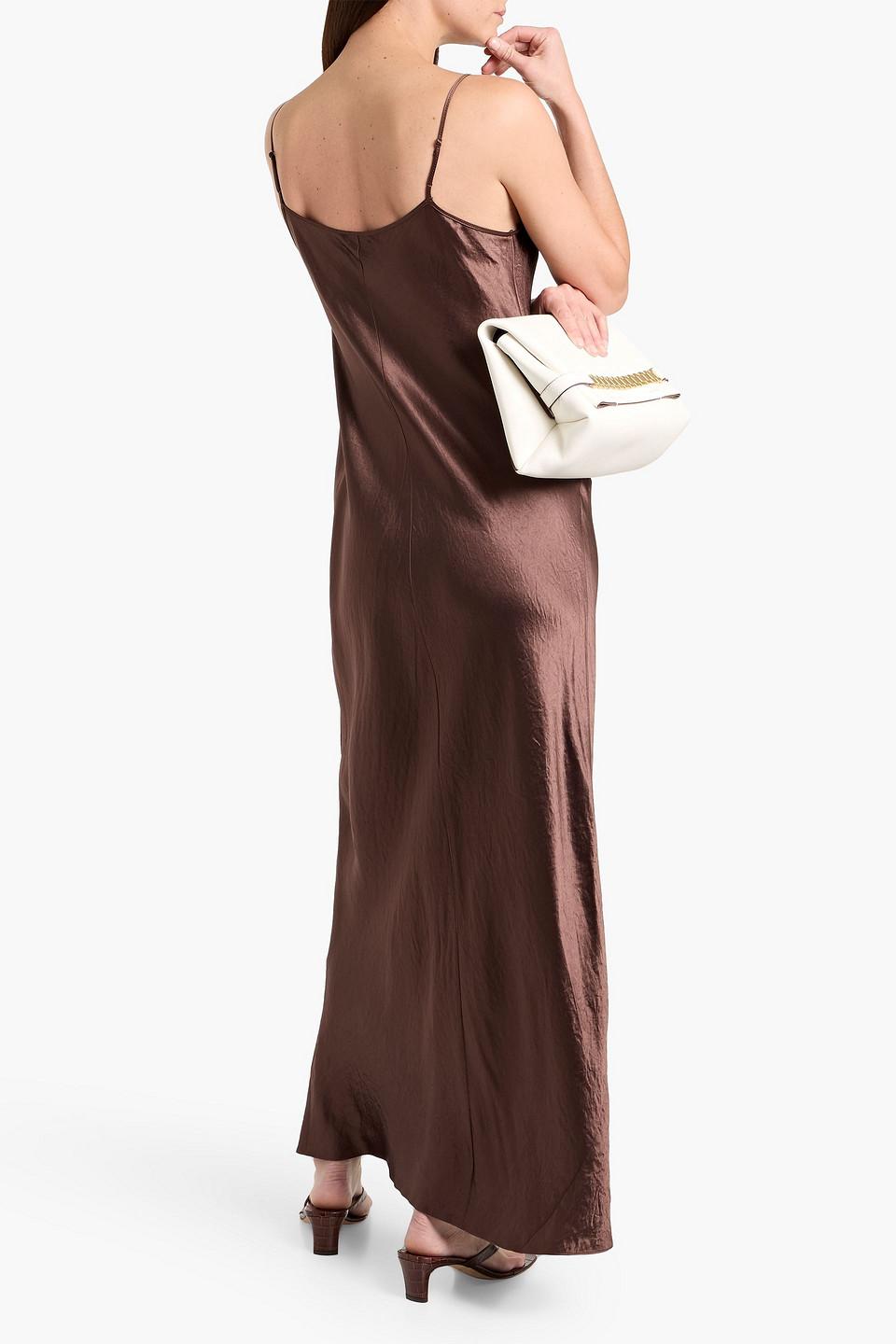 vince brown dress Vince V Neck Maxi Slip Dress