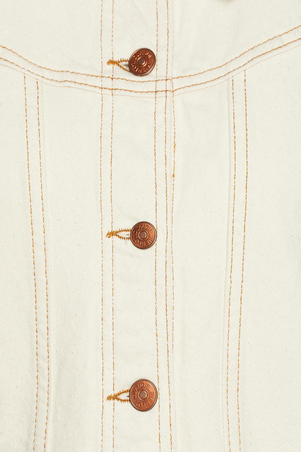 Claudie Pierlot Vanise Cropped Denim Jacket in Ivory (White) | Lyst UK