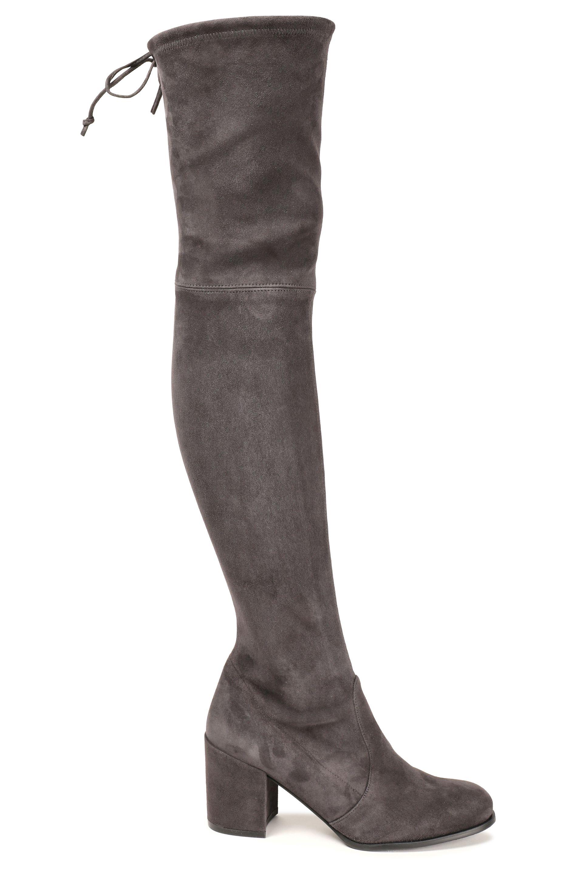 gray suede thigh high boots