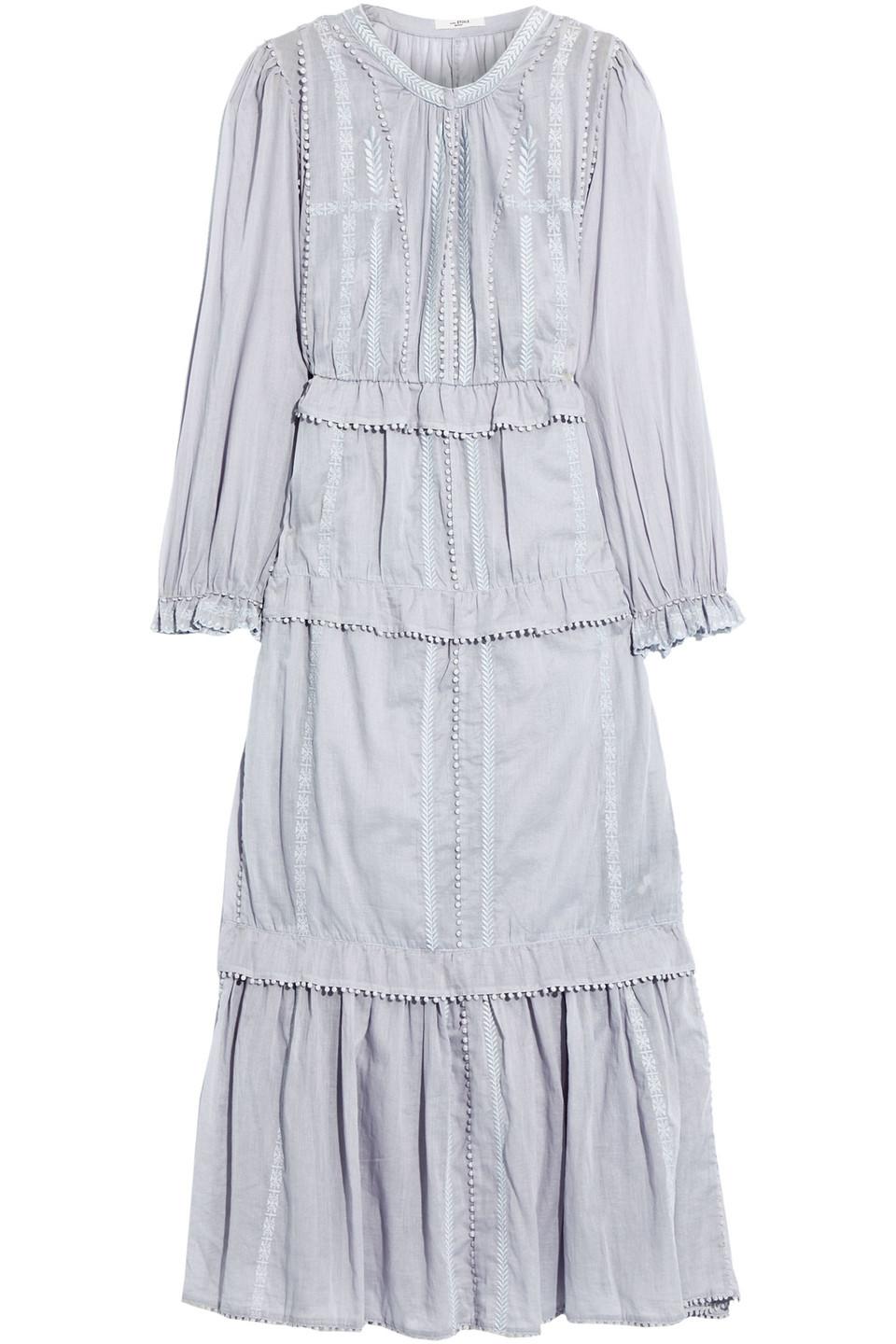 Étoile Isabel Marant Aboni Tiered Embroidered Cotton-voile Maxi Dress in  Blue | Lyst