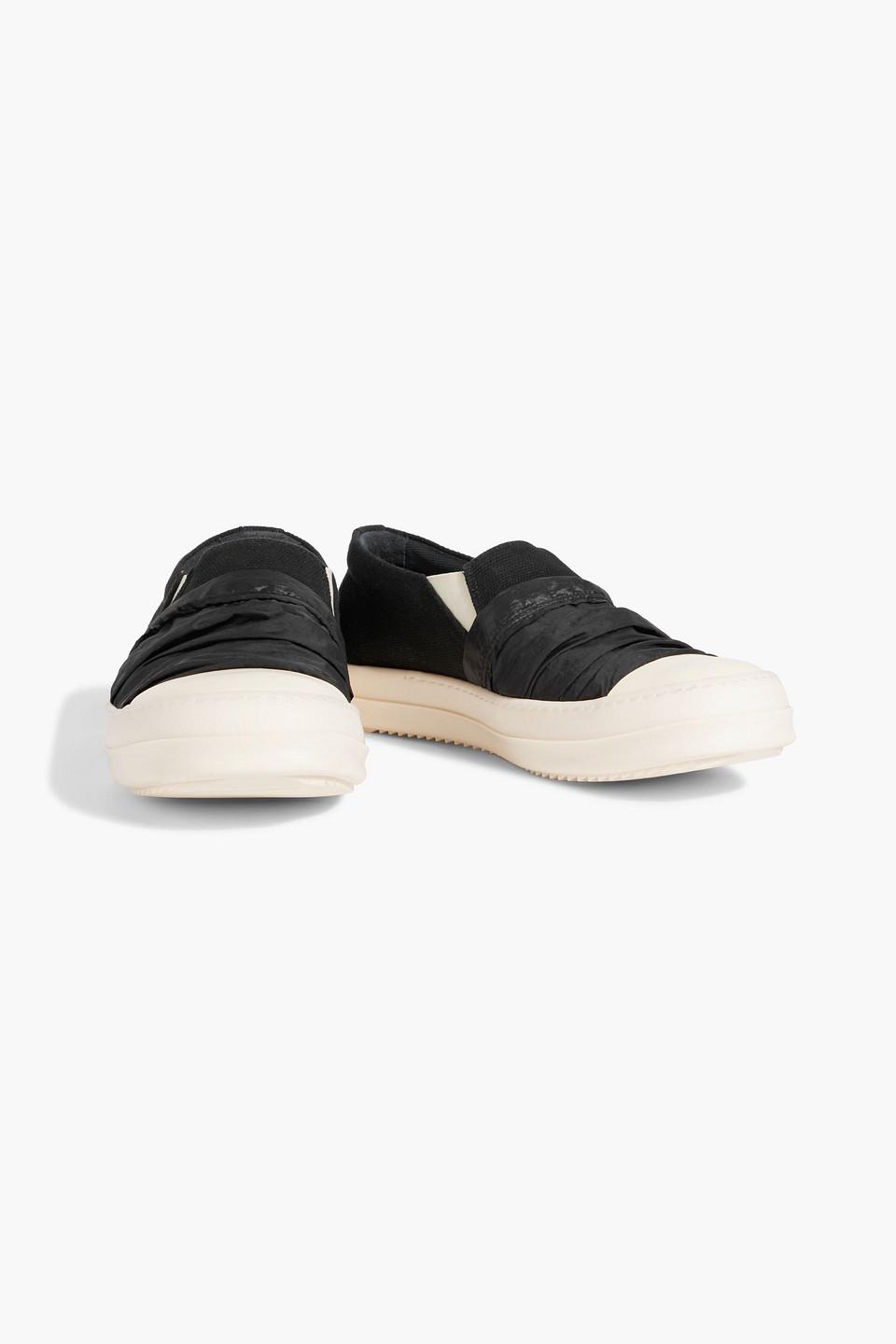 Rick Owens Canvas, Shell And Leather Slip-on Sneakers in Black Lyst