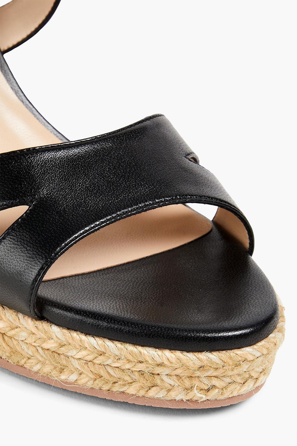 Stuart Weitzman Zuzu Leather Espadrille Wedge Sandals in Metallic | Lyst UK