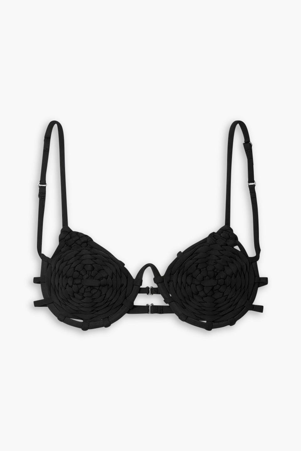 Isa Boulder Spiral-weave Woven Underwired Bikini Top in