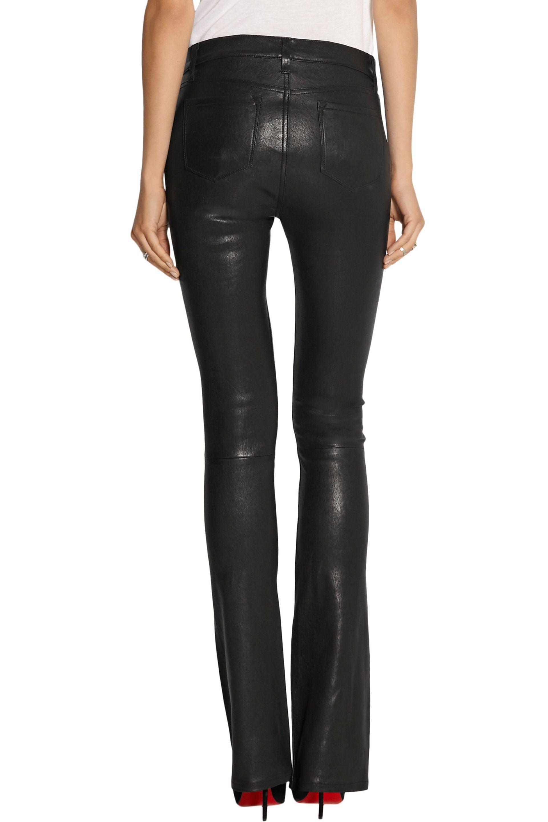 black leather bootcut pants