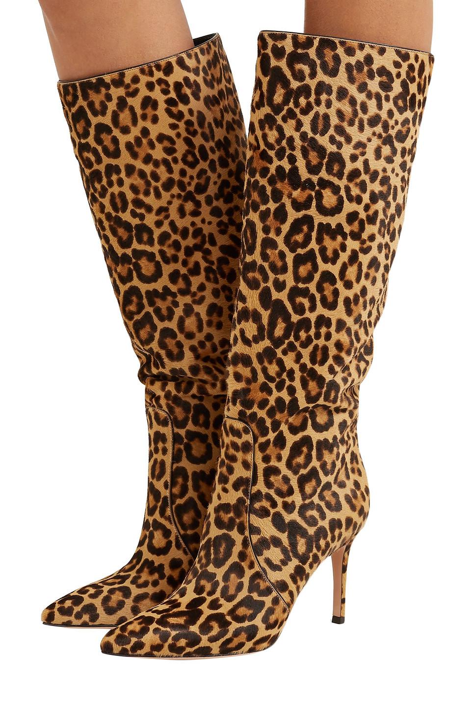 Gianvito Rossi 85 Leopard-print Calf Hair Knee Boots in Brown | Lyst