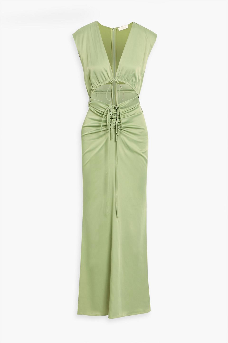 lapointe green dress Satin Dress With Feathers in Forest Green main image 0