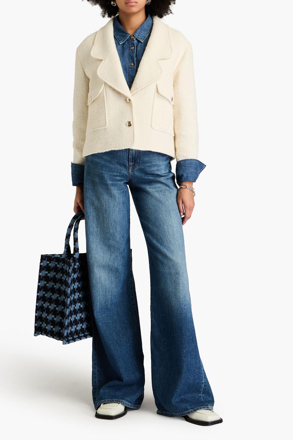 Sandro Brushed Tweed Blazer in Natural Lyst UK