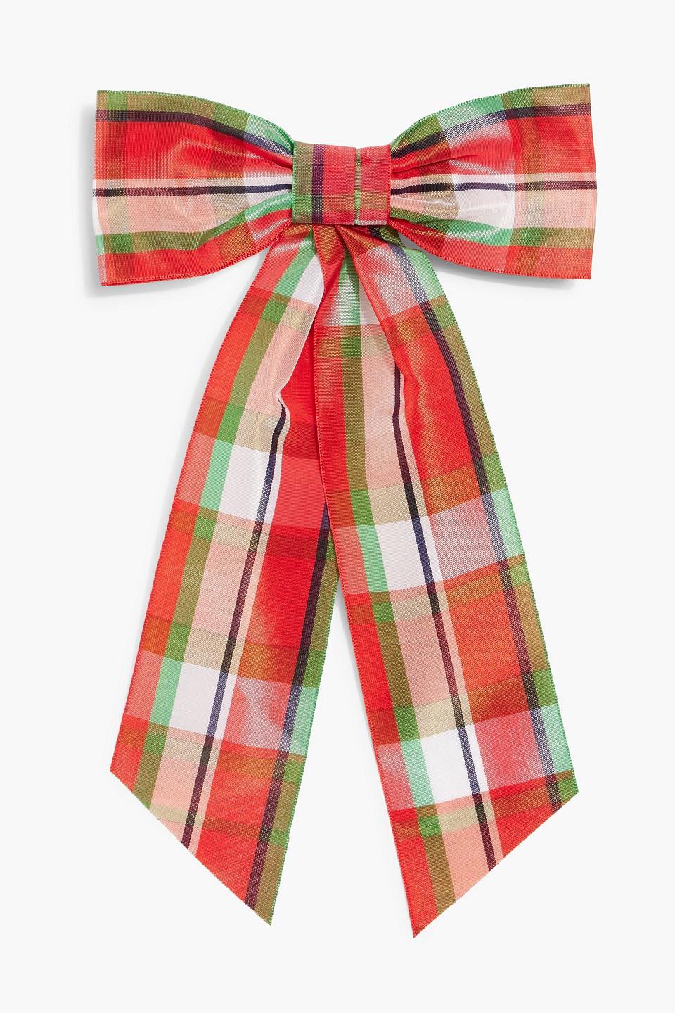 Jennifer Behr Bonnie Checked Organza Bow Hair Clip in Red | Lyst