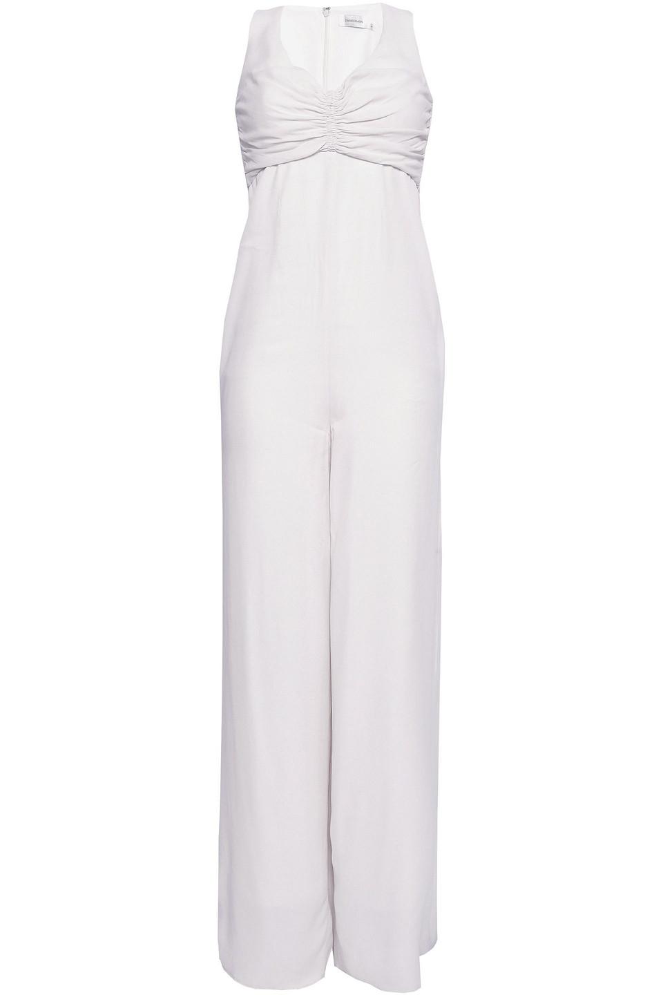 white ruched jumpsuit
