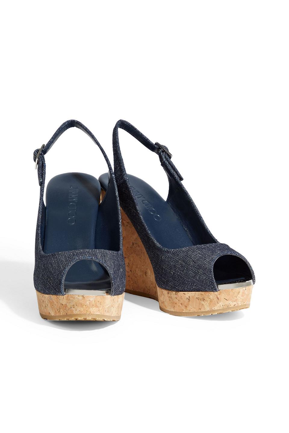 Jimmy Choo Prova Denim Wedge Slingback 