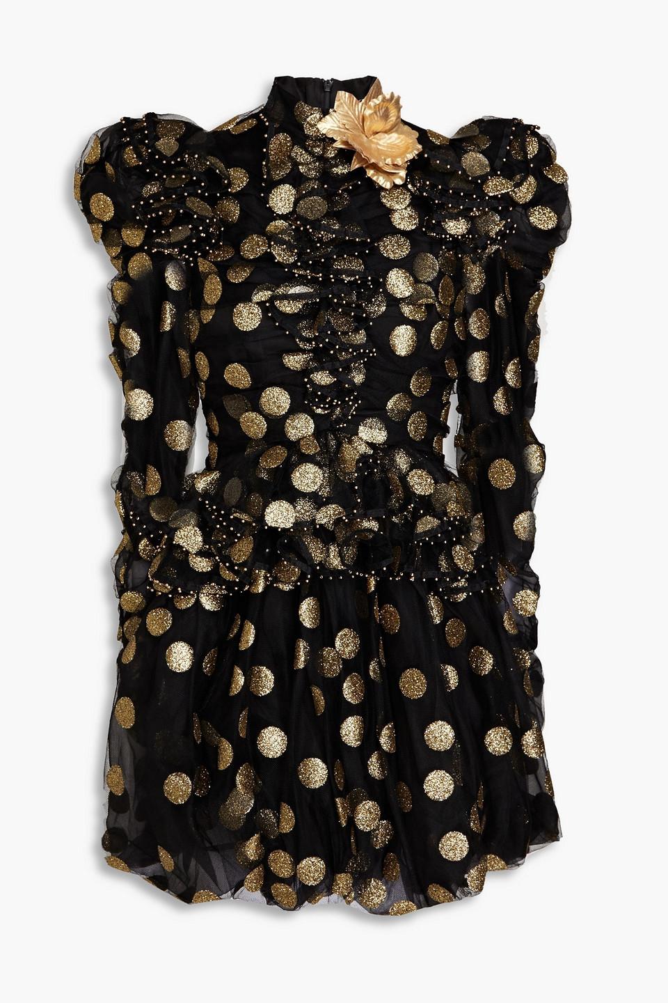 Zimmermann Ruffled Glittered Tulle Mini Dress in Black | Lyst Zimmermann Ruffled Glittered Tulle Mini Dress in Black | Lyst