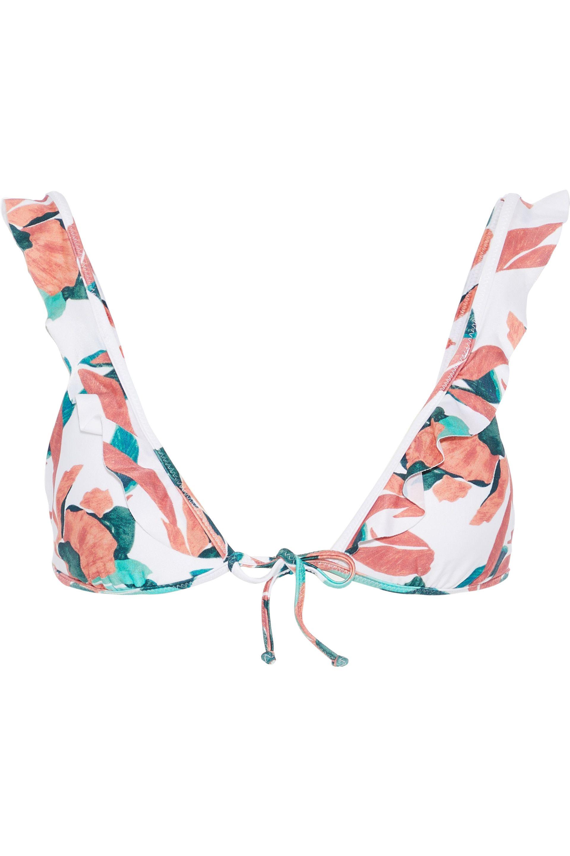 ViX Synthetic Bluebell Ruffle-trimmed Floral-print Triangle Bikini Top ...