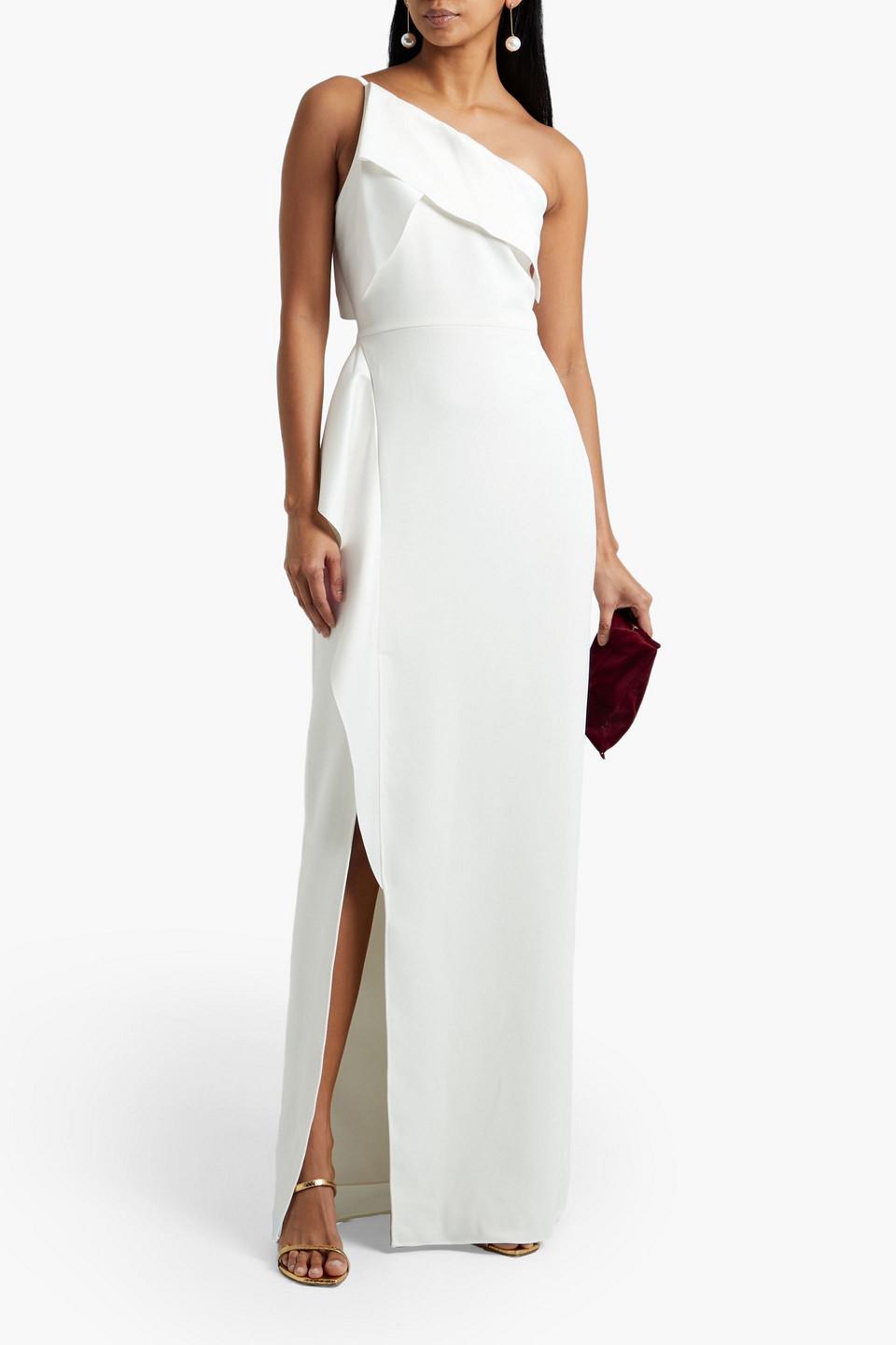 One-shoulder Draped Satin-crepe Gown 