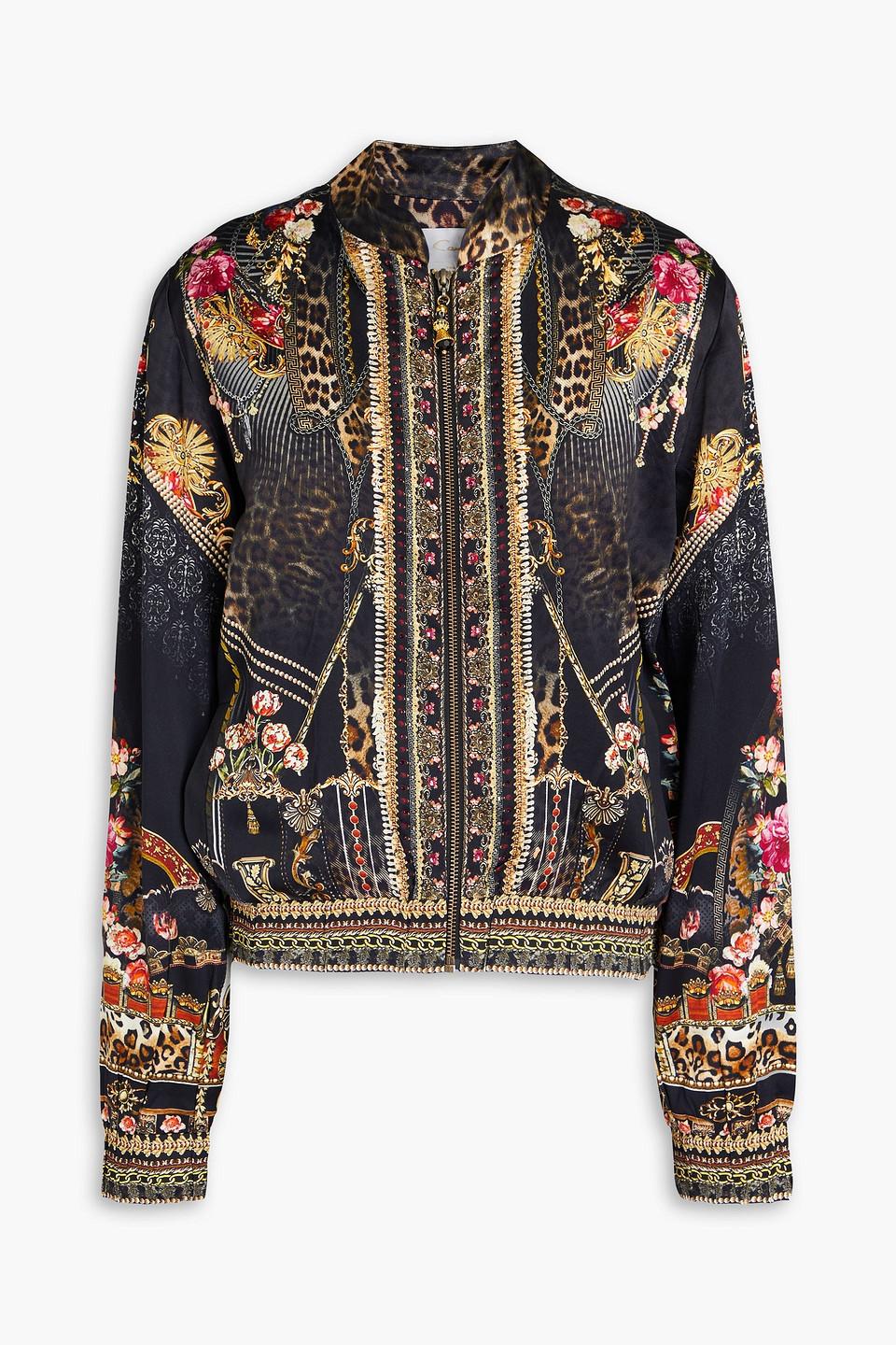 Floral satin bomber jacket clearance