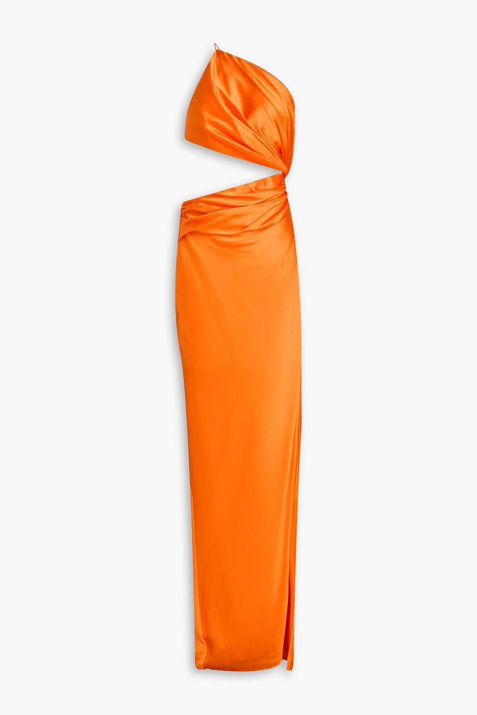 white christmas dresses Orange Cutout Gem Embellished Wire Bust Satin Mini Dress main image 1