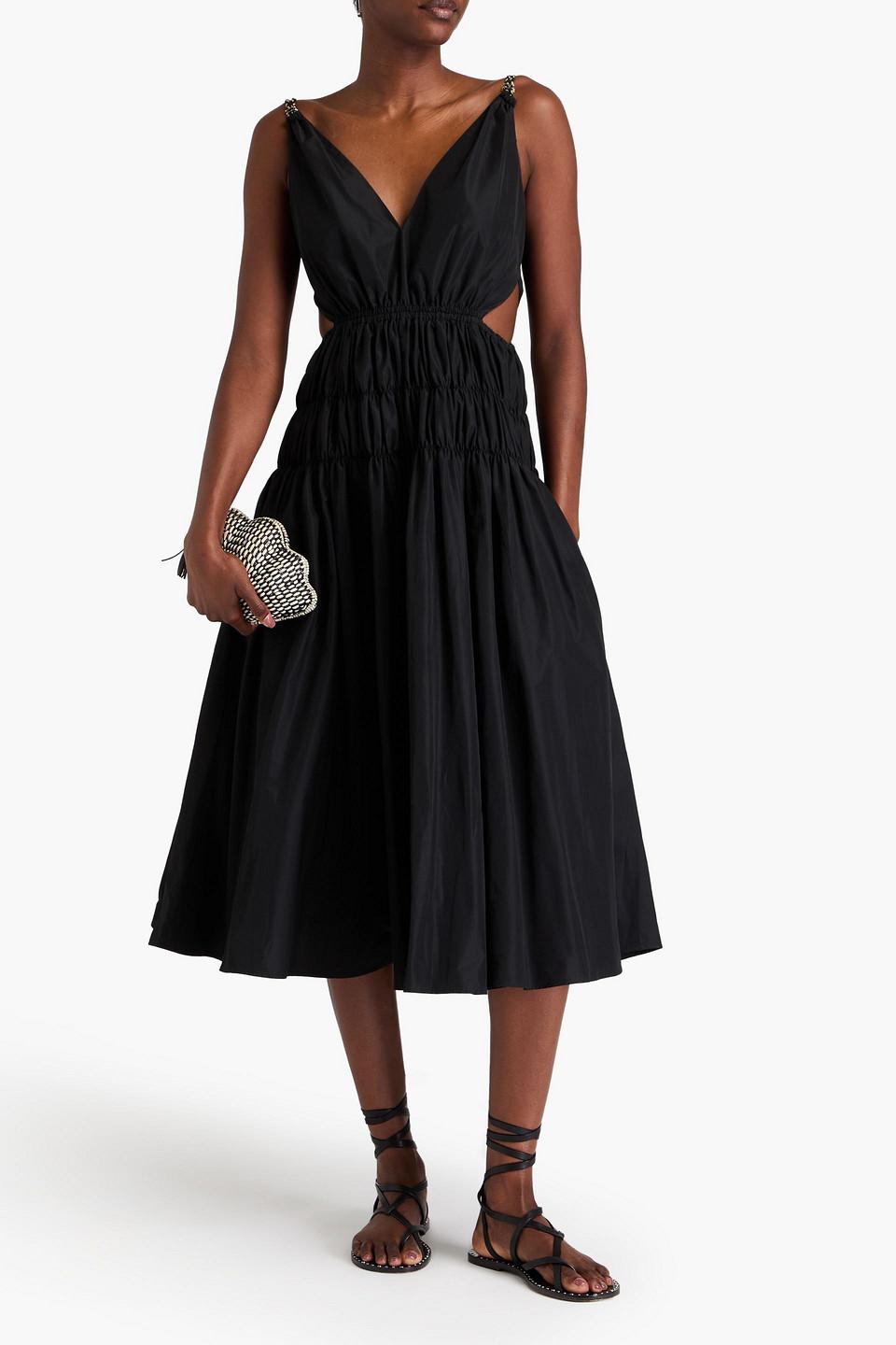 ワンピース maje paris Cutout shirred taffeta dress Taffeta dress with cut-out at the waist Black / Gray For