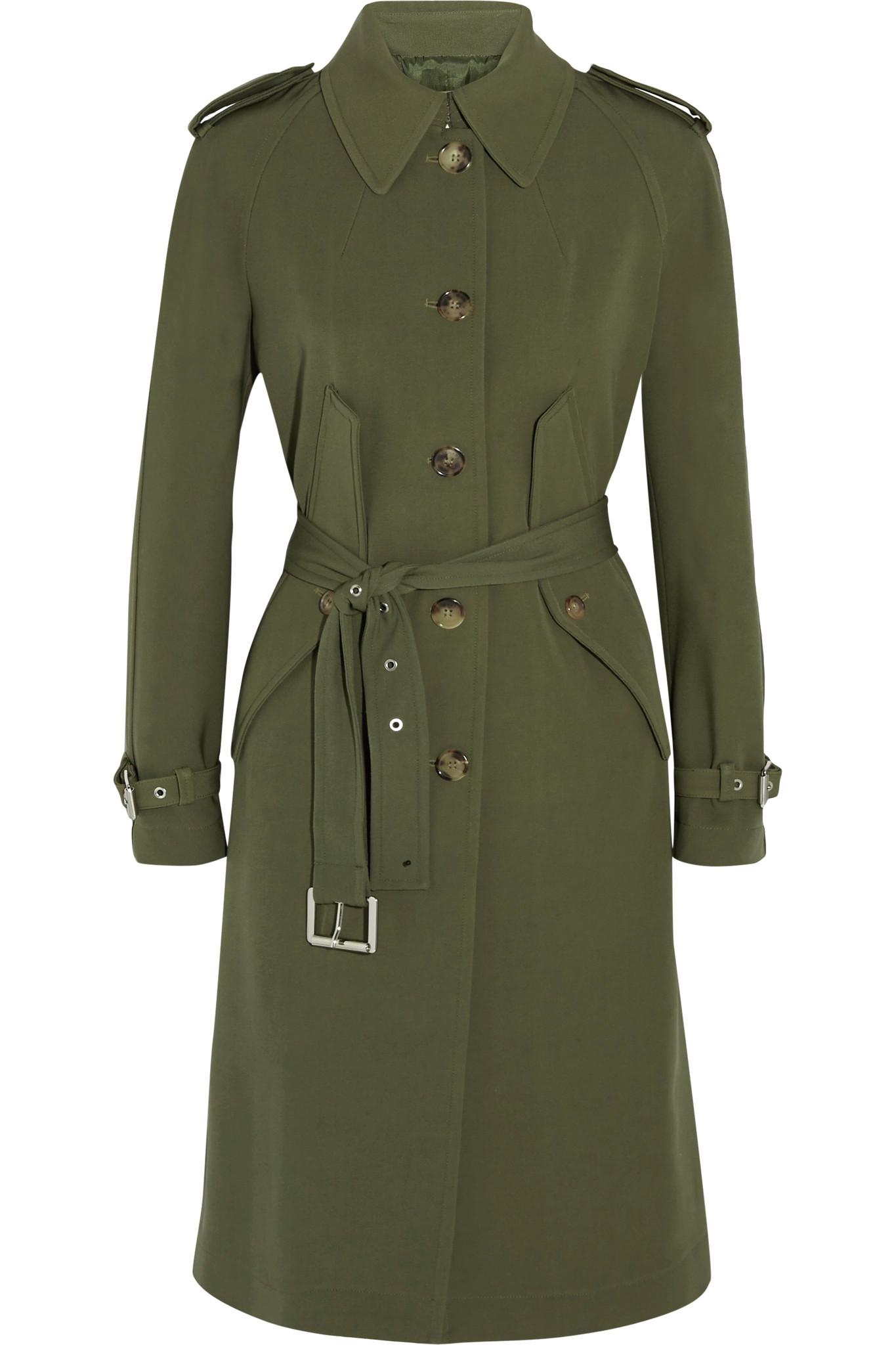 Michael Kors Wool-gabardine Trench Coat in Army Green (Green) - Lyst