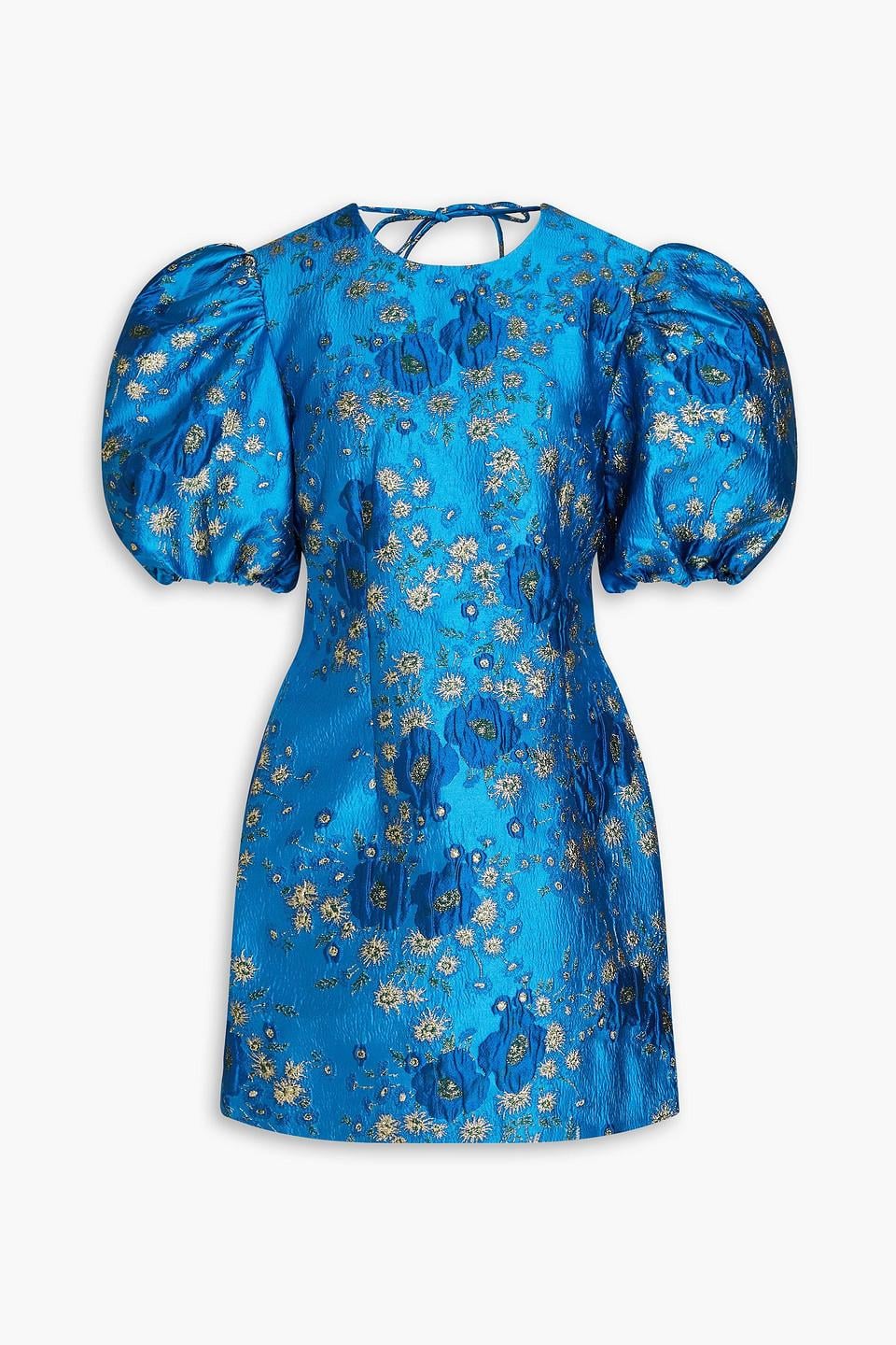 blue ganni dress Everyday Ease Ruffle Button-Down Blouse | Trendy Women Tops main image 1