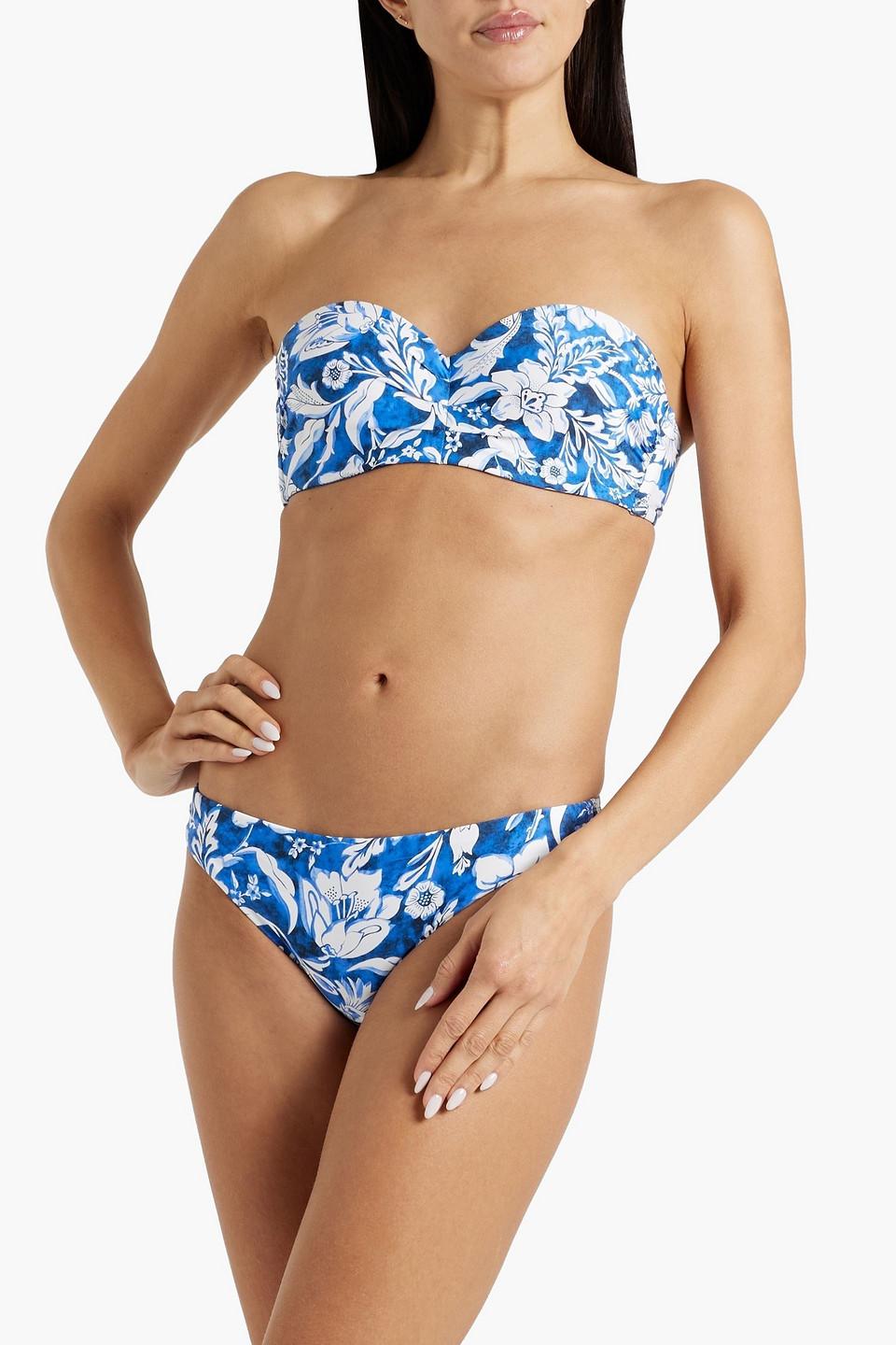 Seafolly Marina Floral-print Bandeau Bikini Top in Blue | Lyst
