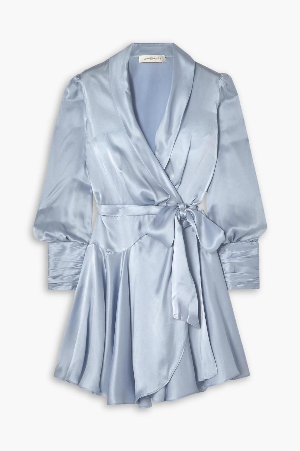 navy blue plus size dress for wedding Crinkled Satin Mini Wrap Dress main image 1