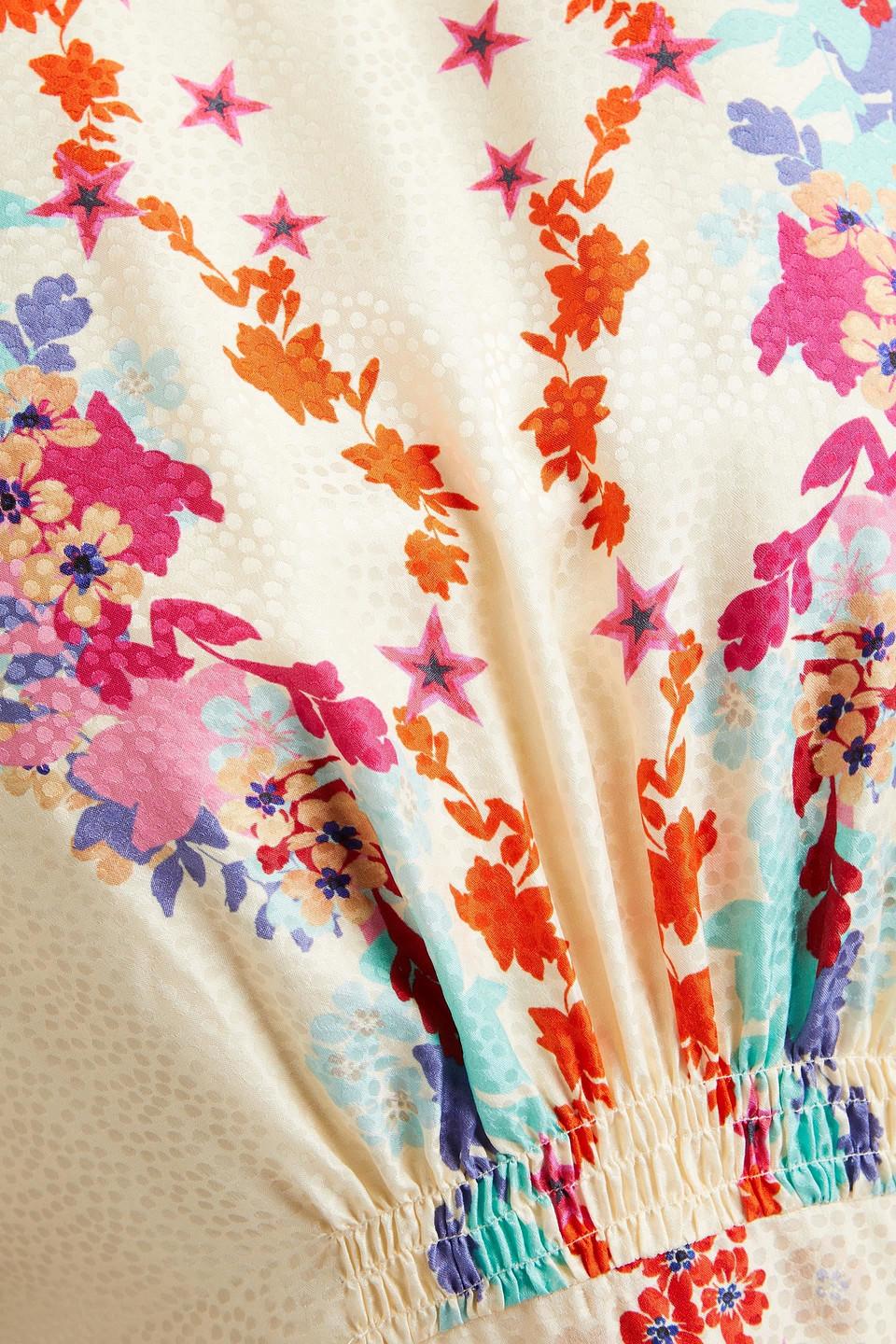 saloni bianca floral-print silk dress Saloni Bianca Floral Silk Midi-Dress