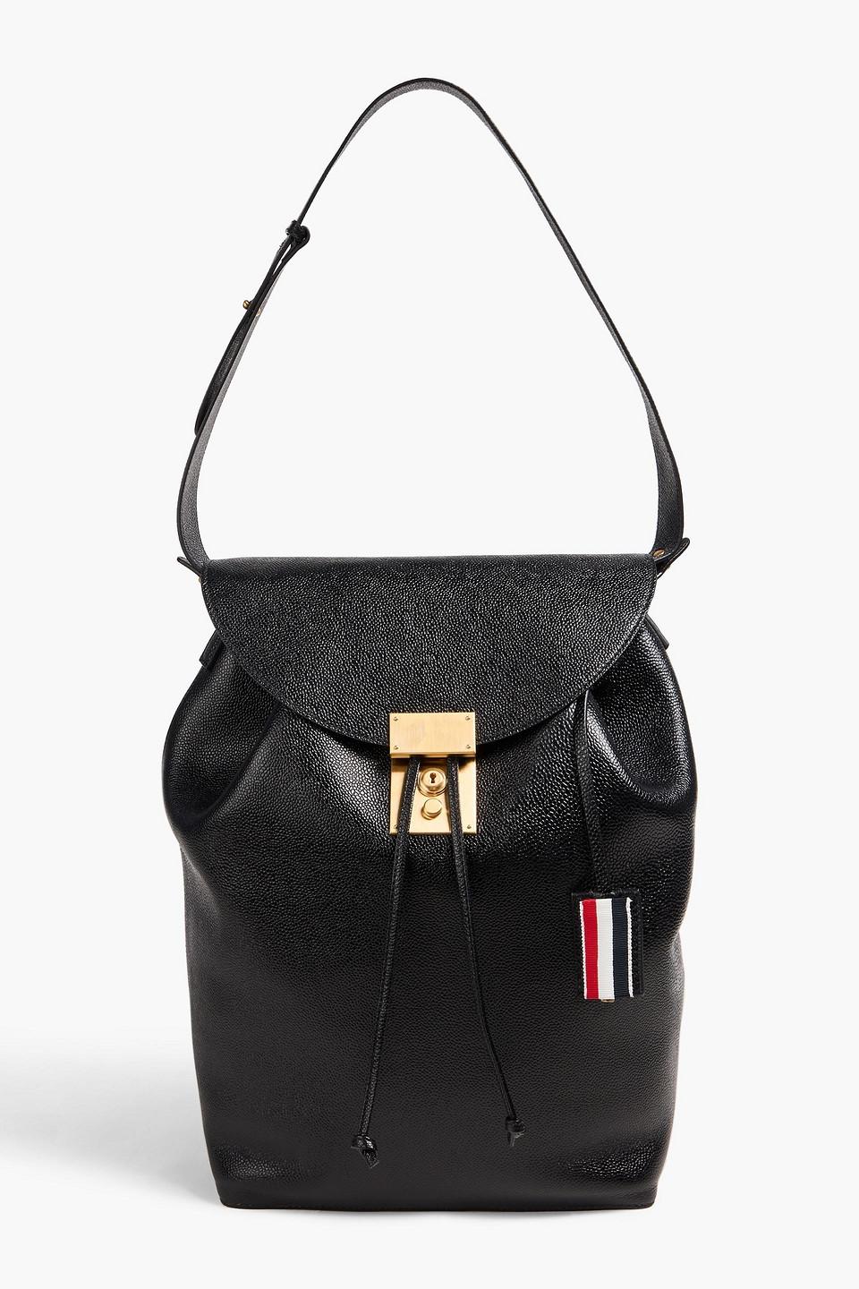 Thom Browne Convertible Pebbled-leather Backpack in Black for Men
