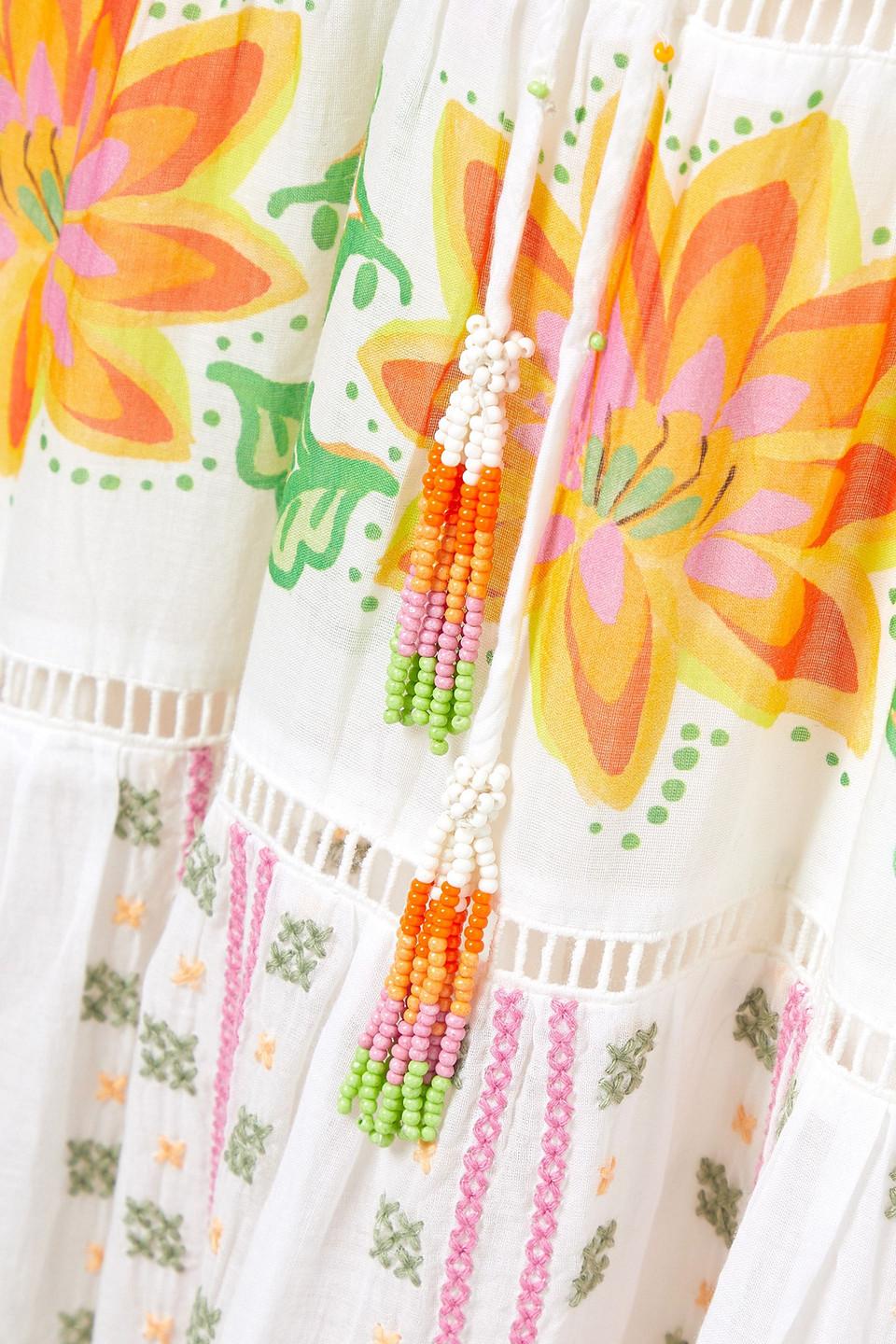 farm rio embellished floral print cotton voile maxi dress Floral-print Cotton-voile in White An asymmetrical seam with Color:Y20-22 Lilac Grey Modesens sculpted basics Light Blue Floral Tulle