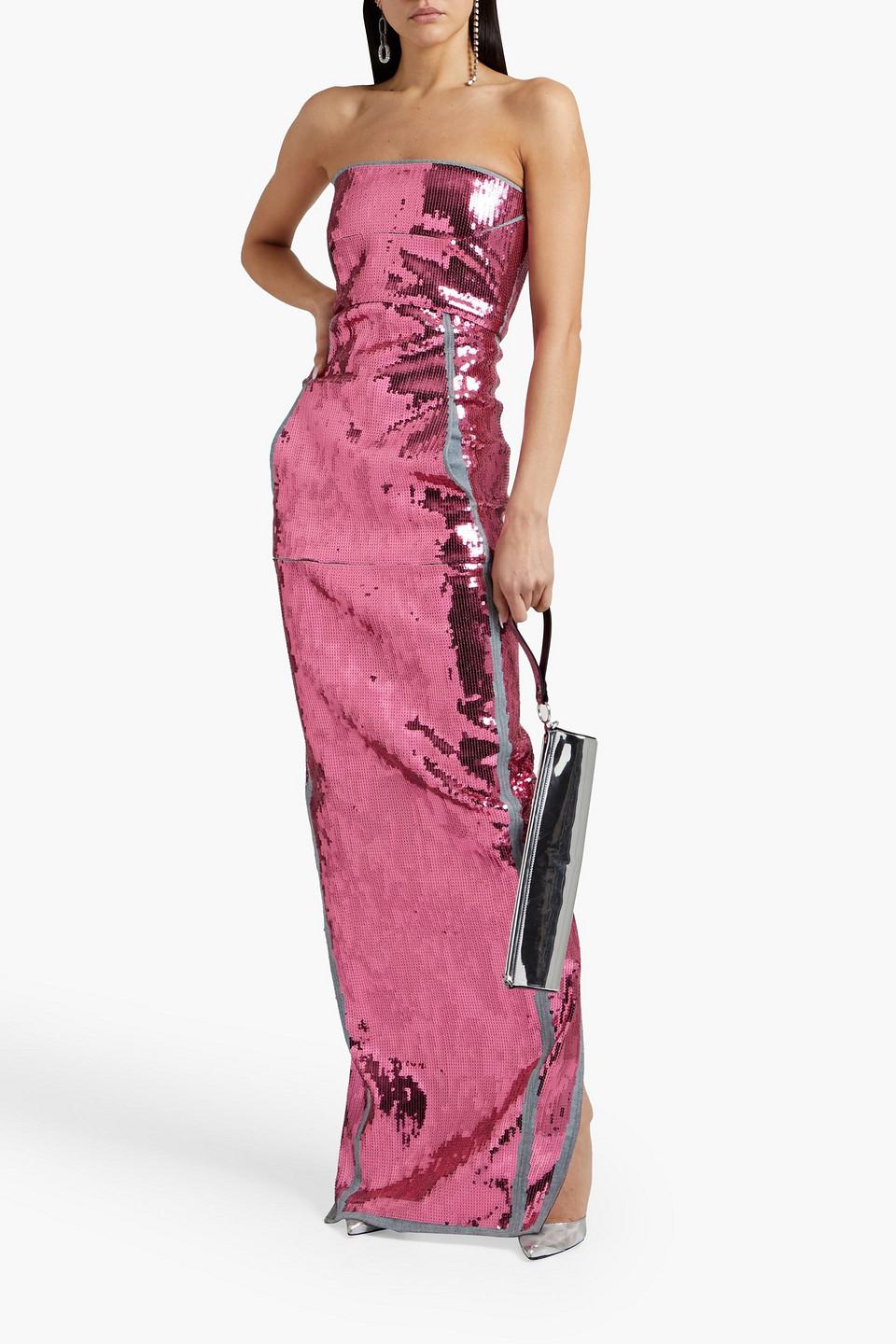 Rick Owens Strapless Pleated Sequined 