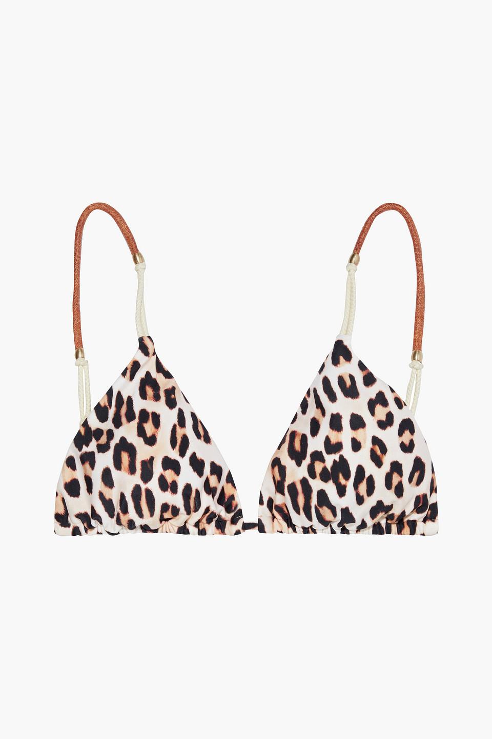 ViX Scarlet Elis Cord-trimmed Leopard-print Triangle Bikini Top | Lyst
