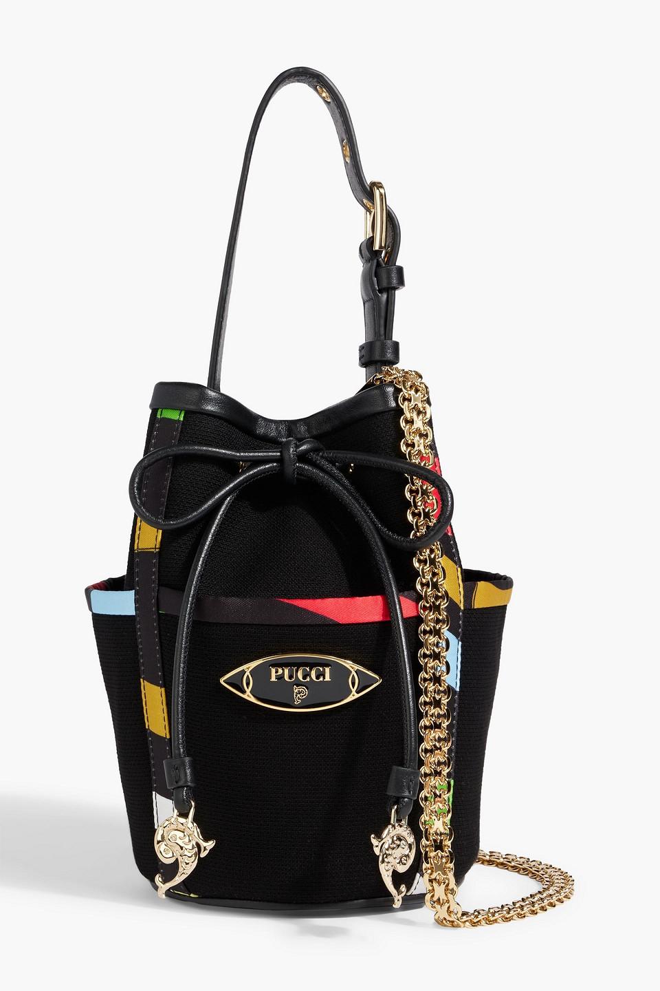 【送料&関税込】Pucci Lido Mini Bucket Bag Emilio Pucci Lido Calf Leather Bucket Bag - Brown Bucket