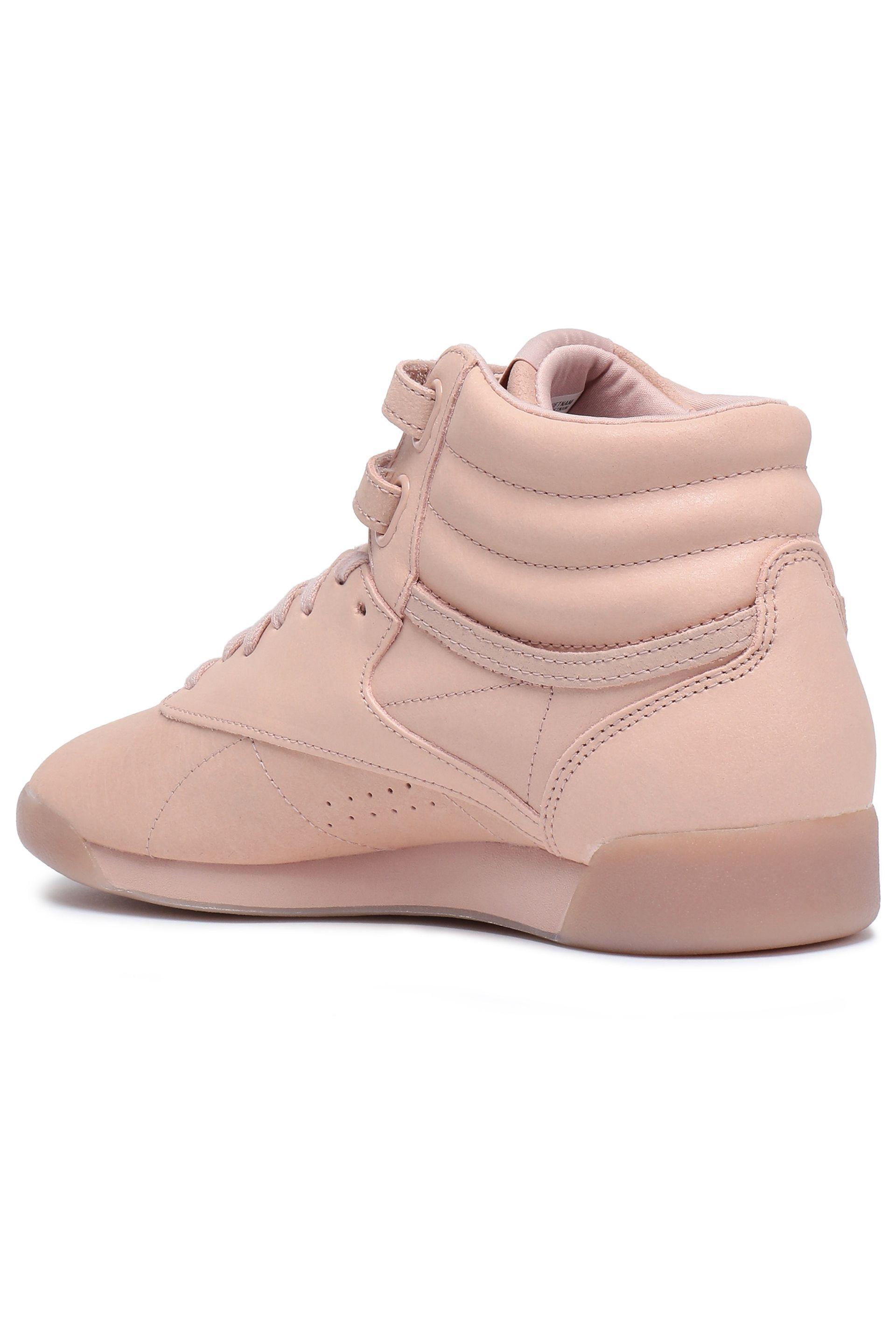 reebok pastel pink leather sneakers