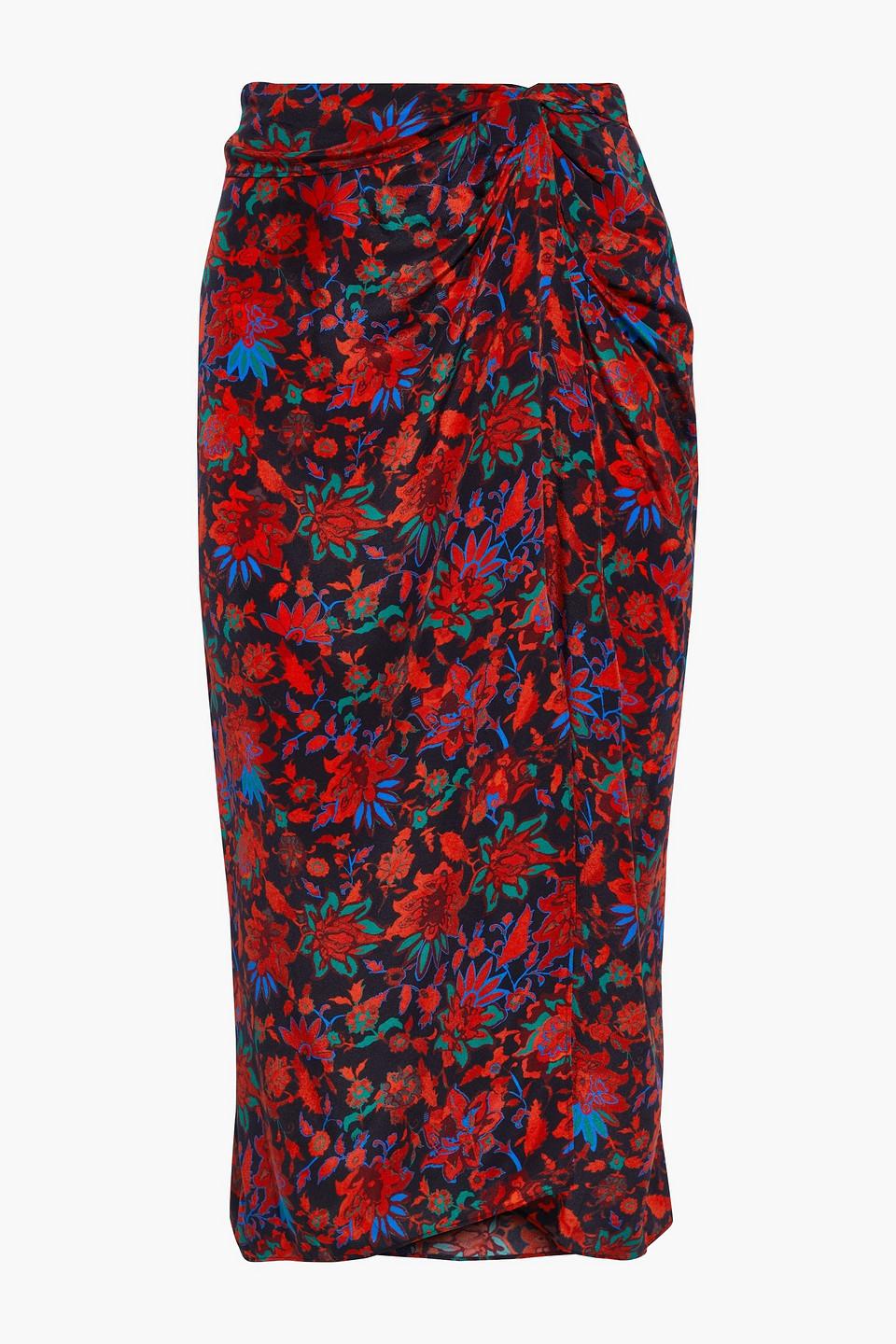 Rag & Bone Amber Twist-front Floral-print Silk Crepe De Chine Midi