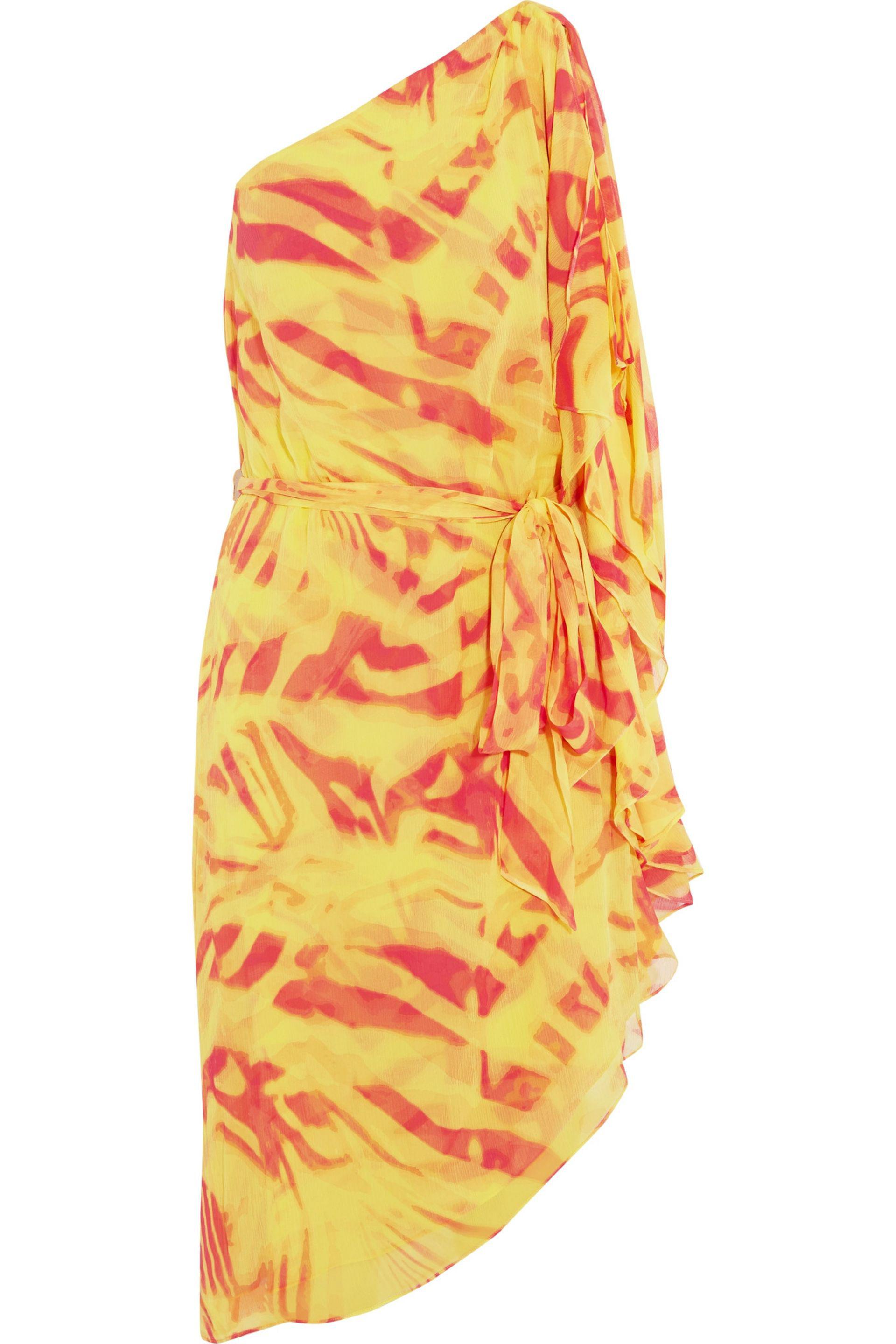 Halston One-shoulder Asymmetric Printed 