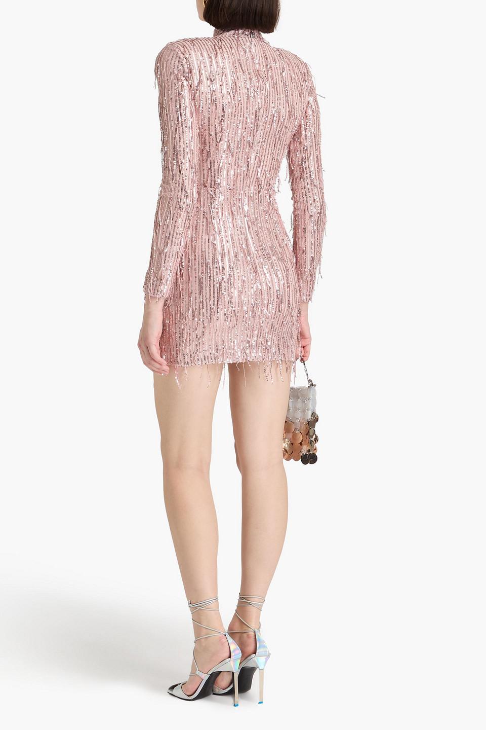 ROTATE BIRGER CHRISTENSEN Sequin-embellished Fringed Tulle Mini Dress in  Pink | Lyst UK
