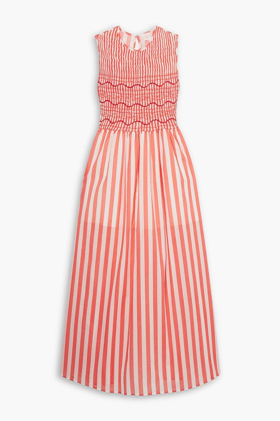 Loretta Caponi Gioia Embroidered Striped Cotton-poplin Maxi Dress | Lyst Loretta Caponi Gioia Embroidered Striped Cotton-poplin Maxi Dress | Lyst
