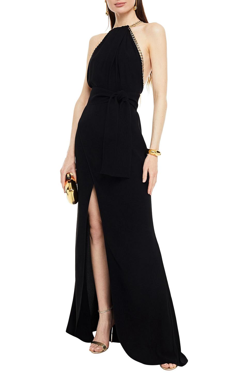 Elie Saab Chain-embellished Crepe Gown in Black | Lyst