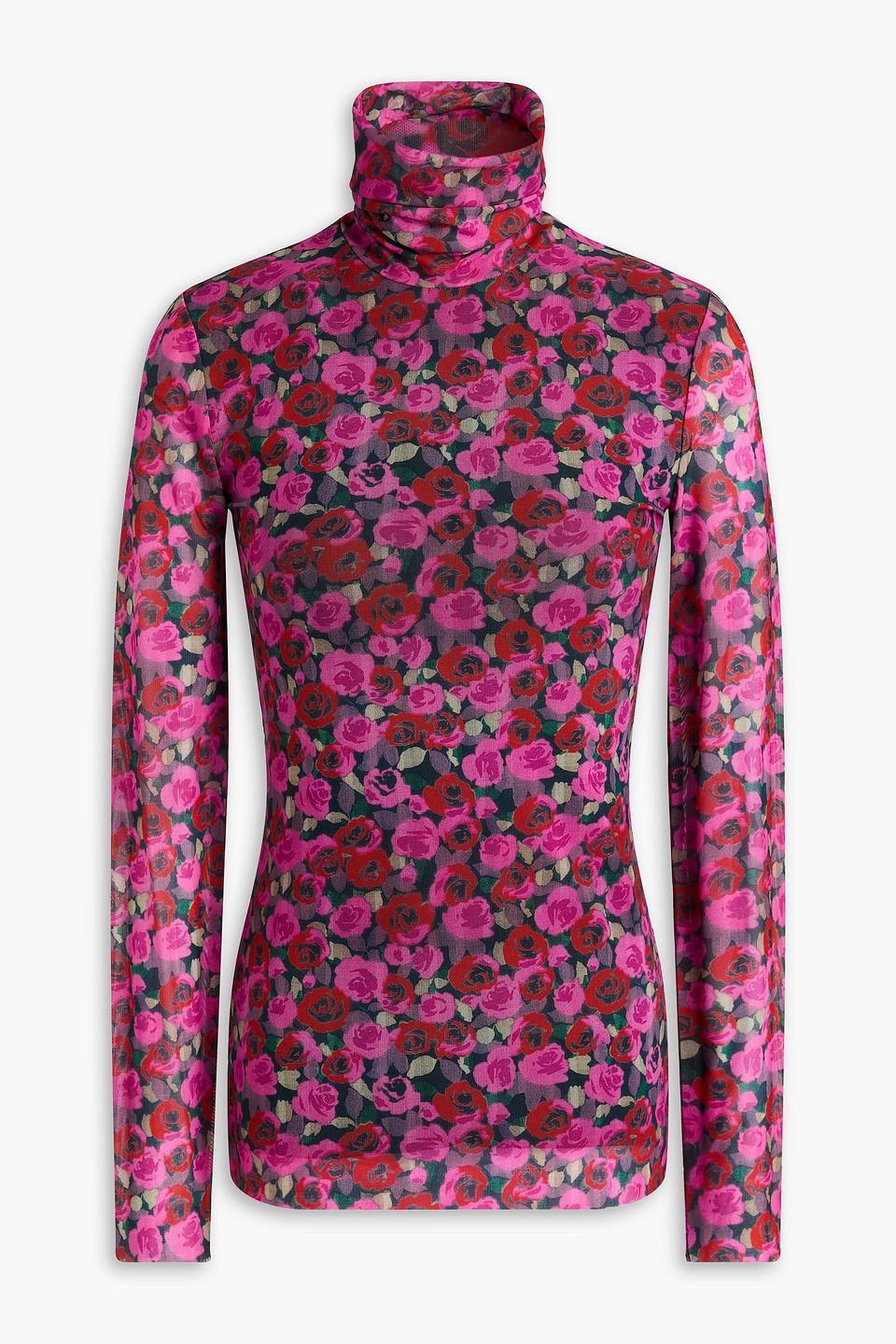 GANNI メッシュタートルネック GANNI ガニー シアー トップス Printed Mesh Long Sleeve