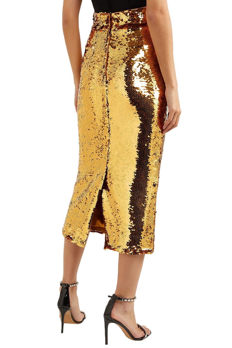 Dolce Gabbana Sequined Tulle Midi Skirt in Metallic Lyst