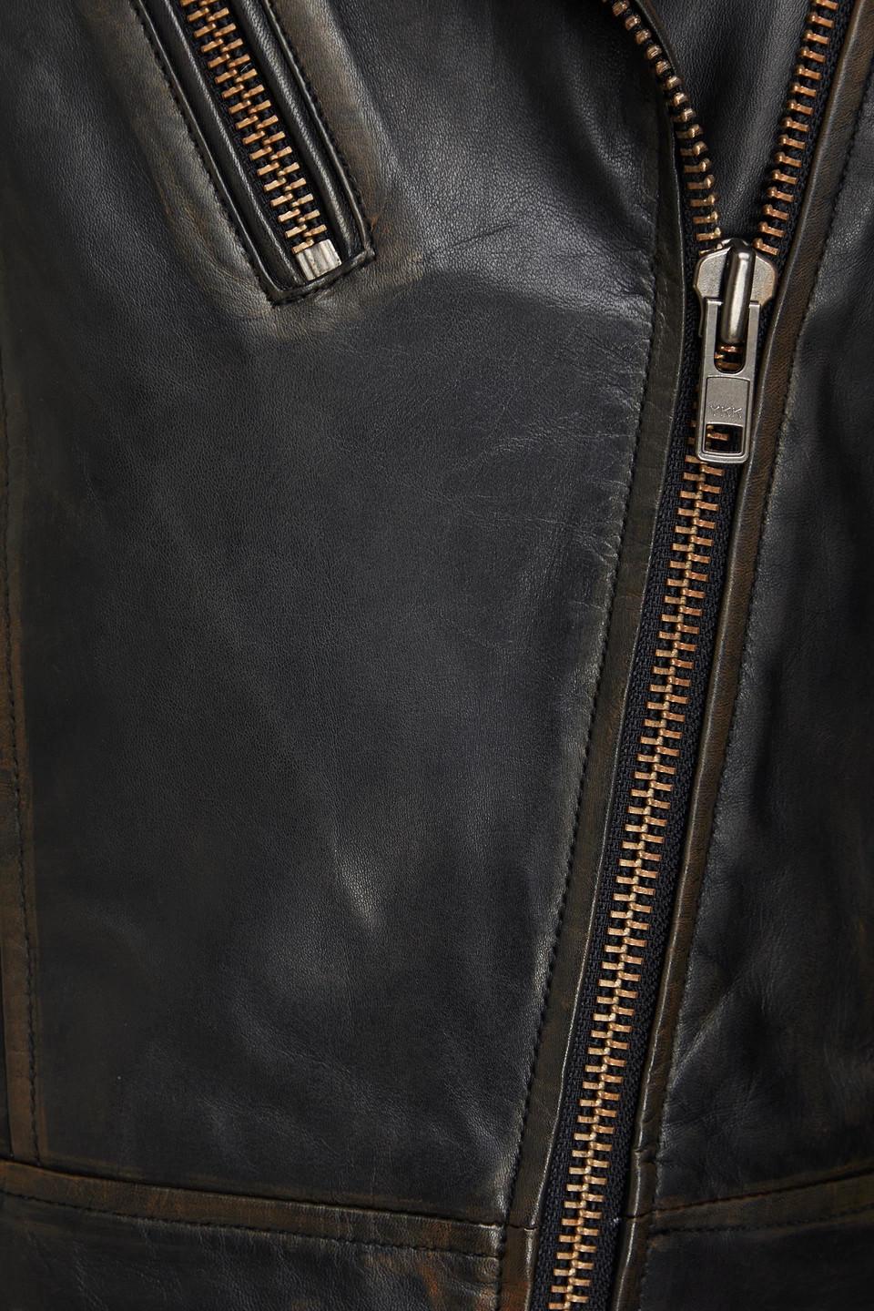 Muubaa Leather Biker Jacket in Black | Lyst