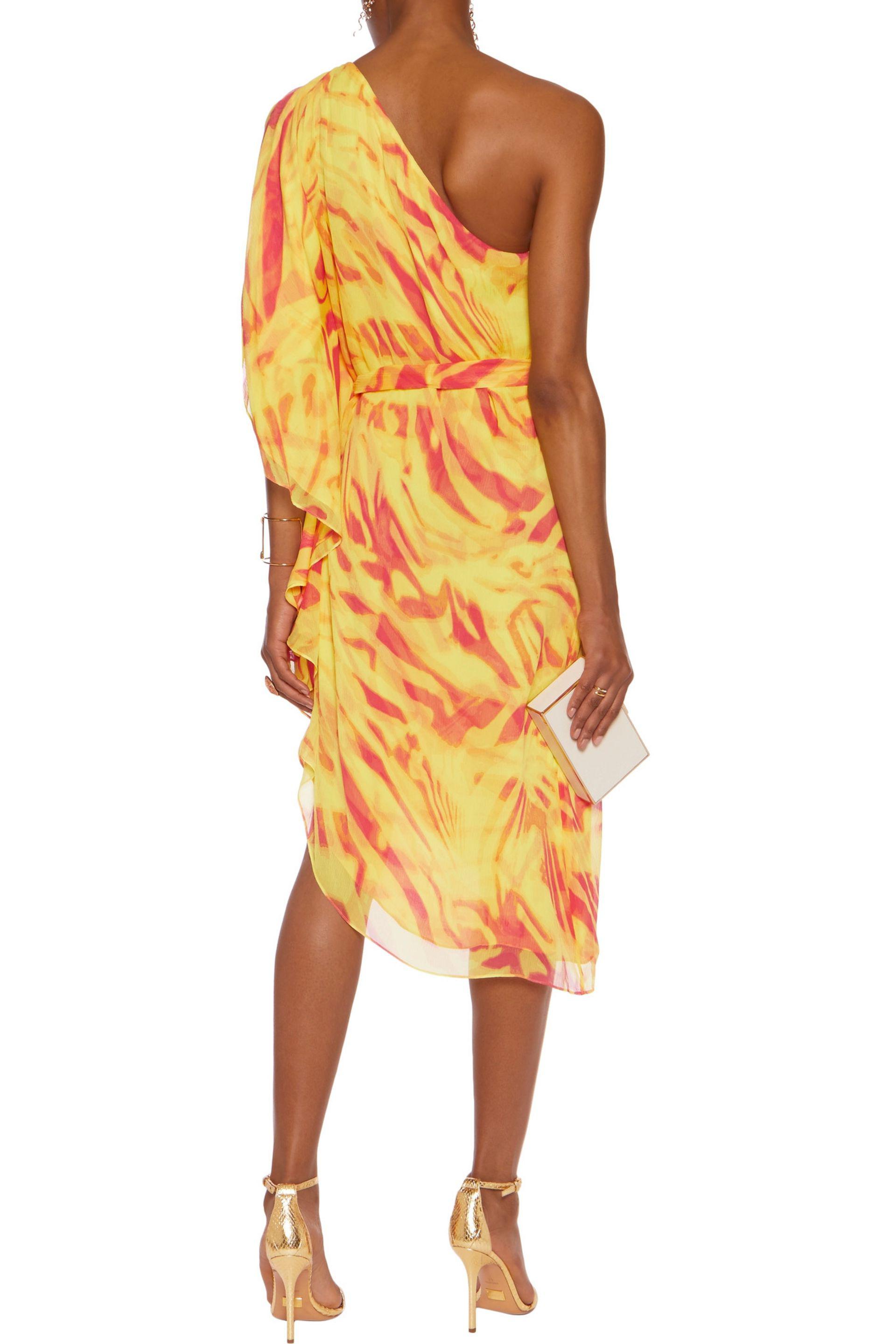 Halston One-shoulder Asymmetric Printed 