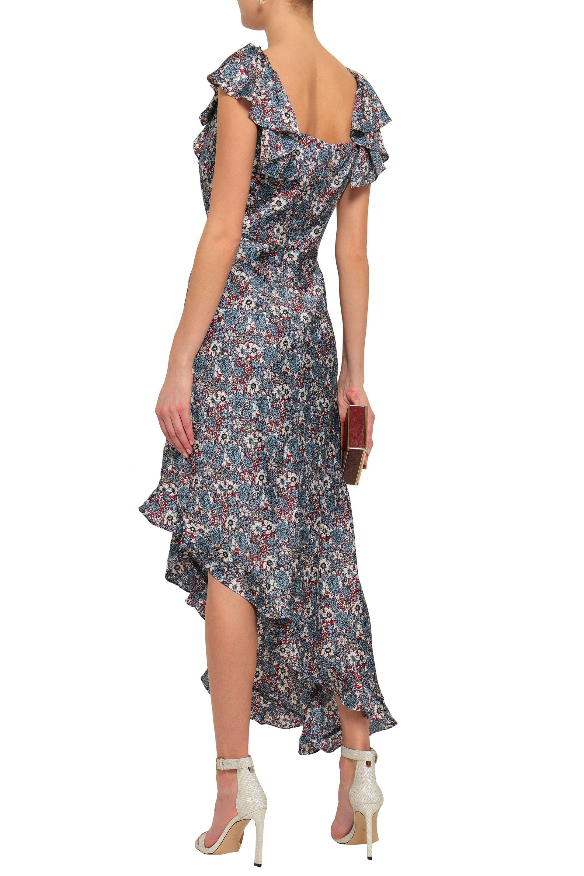 Mikael Aghal Synthetic Asymmetric Ruffled Floralprint