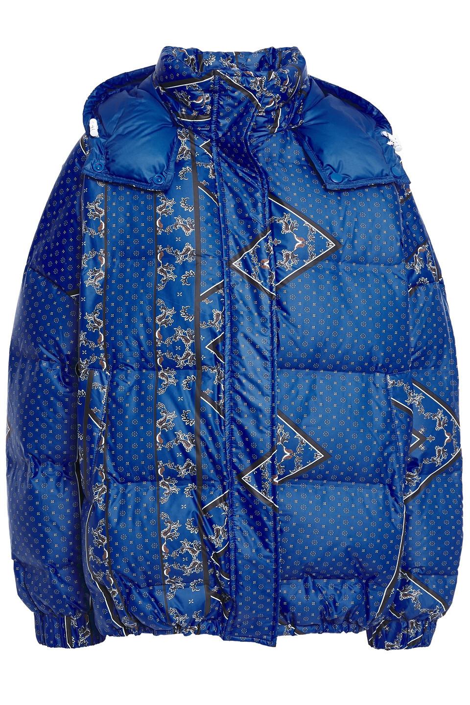 Verovering stopcontact Bevestigen Ganni Synthetic Foxworth Quilted Printed Shell Hooded Down Jacket Royal Blue  - Lyst